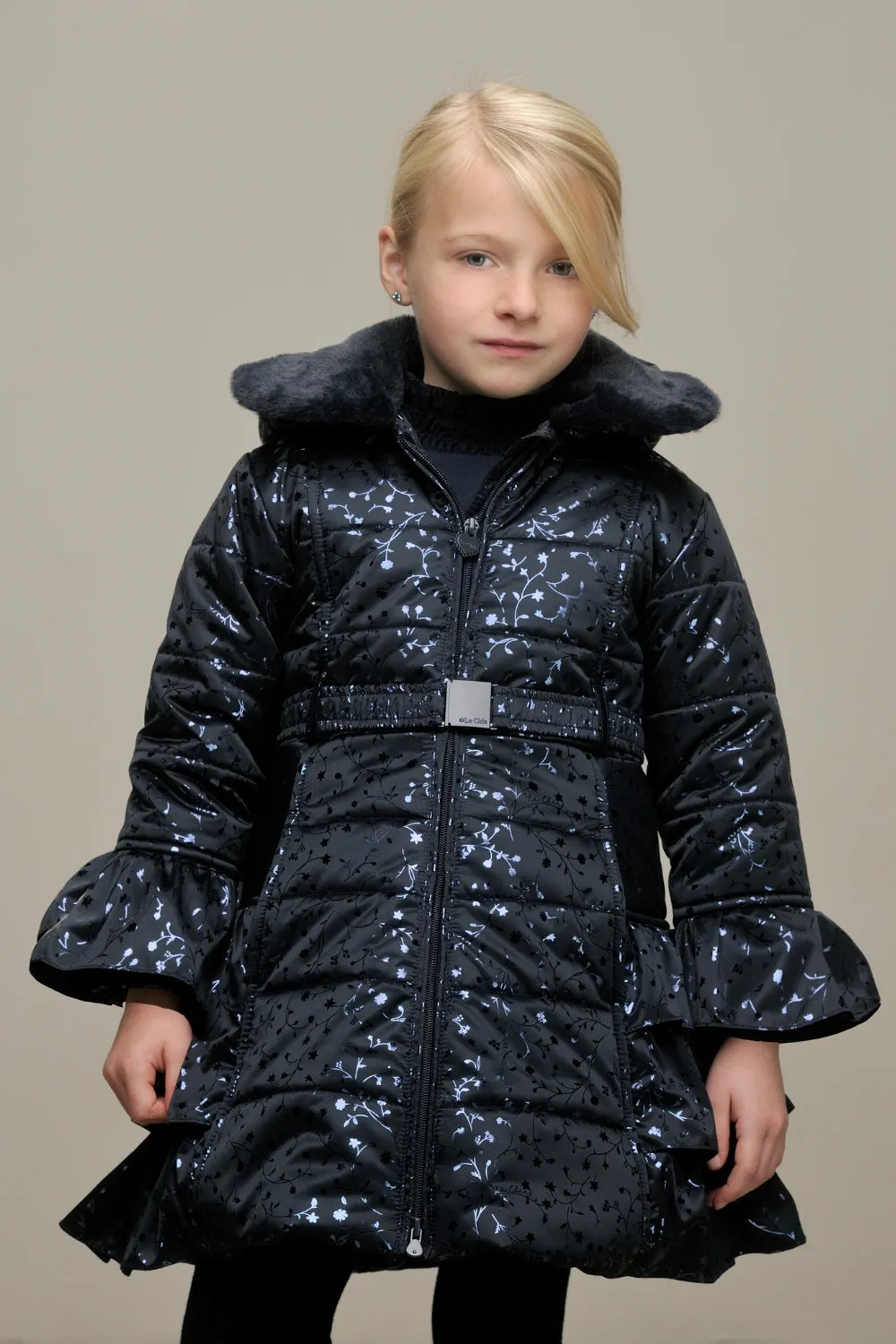 ♥ BOUQUET ♥ ruffle coat AOP *Blue Navy & Foil*