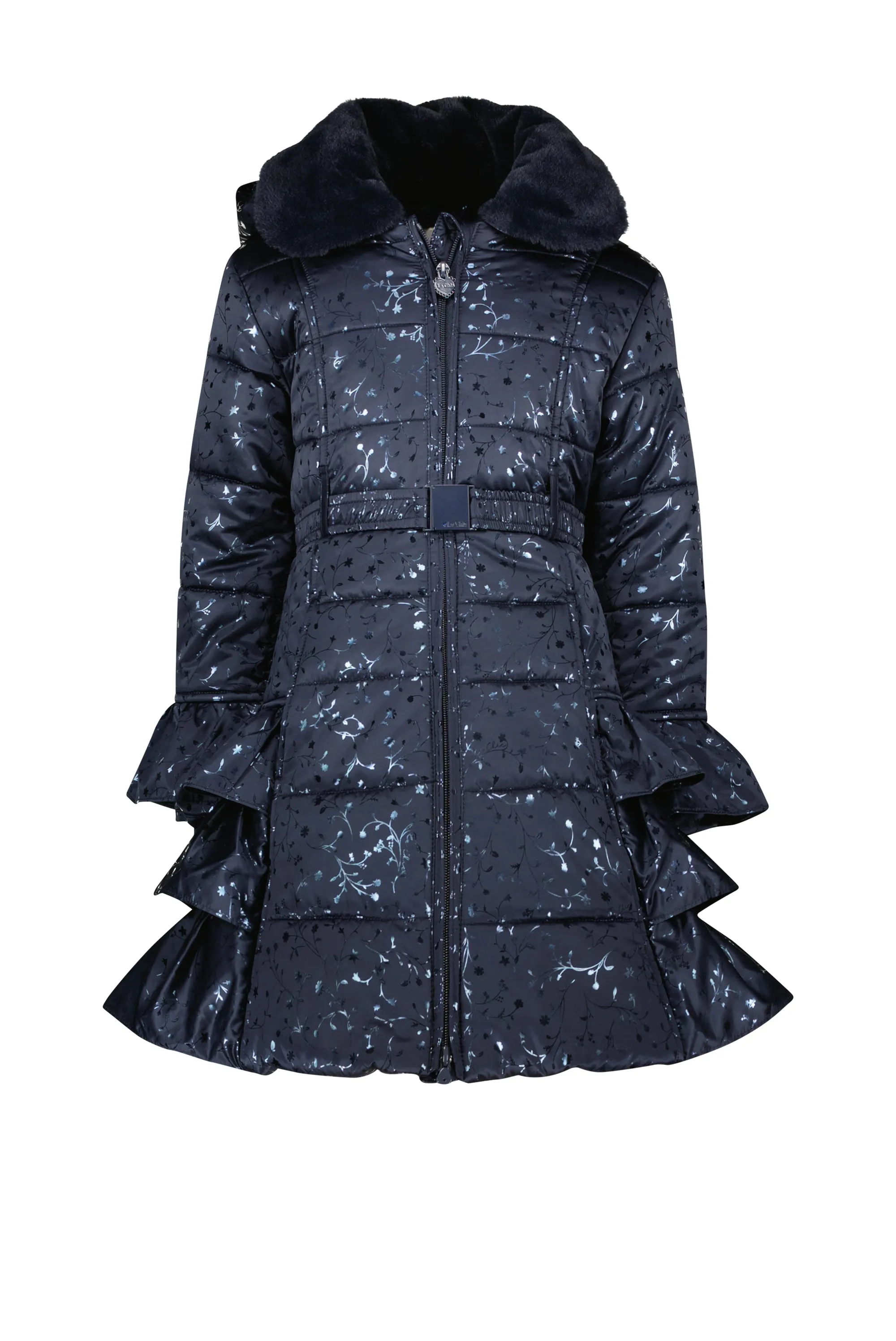 ♥ BOUQUET ♥ ruffle coat AOP *Blue Navy & Foil*