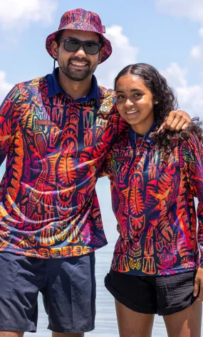 Aboriginial Art Unisex Long Sleeve Polo TSI Neon