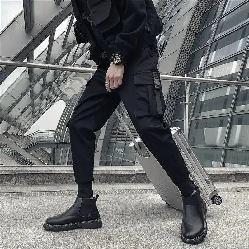 Aidase Male Trousers Black Slim Autumn Men's Cargo Pants Luxury Spandex Fashion Y2k Cotton Nylon Designer Street Loose Big Size Emo