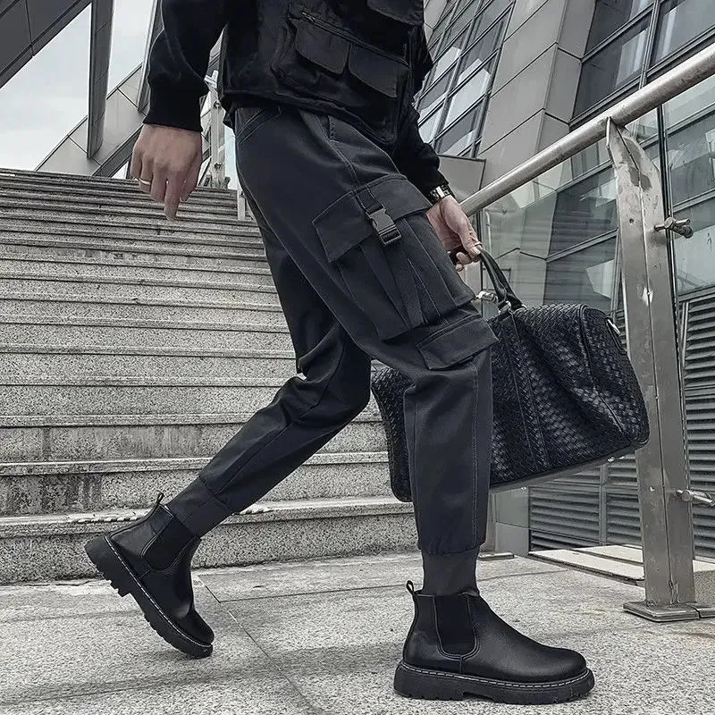 Aidase Male Trousers Black Slim Autumn Men's Cargo Pants Luxury Spandex Fashion Y2k Cotton Nylon Designer Street Loose Big Size Emo