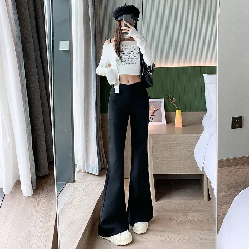 Aiertu fashion outfits High-Grade Casual Pants for Women Autumn and Winter Low Waist Slim Fit Comfortable Fashion Single Pants Fleece-lined Suit Pants