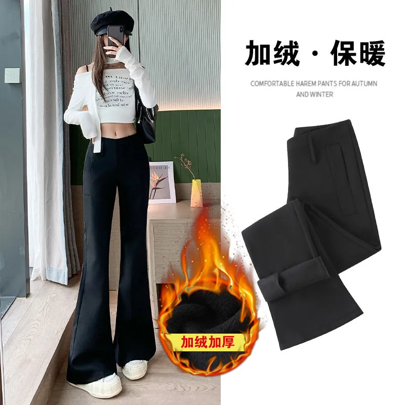 Aiertu fashion outfits High-Grade Casual Pants for Women Autumn and Winter Low Waist Slim Fit Comfortable Fashion Single Pants Fleece-lined Suit Pants