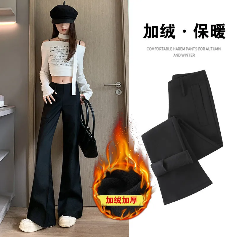 Aiertu fashion outfits High-Grade Casual Pants for Women Autumn and Winter Low Waist Slim Fit Comfortable Fashion Single Pants Fleece-lined Suit Pants