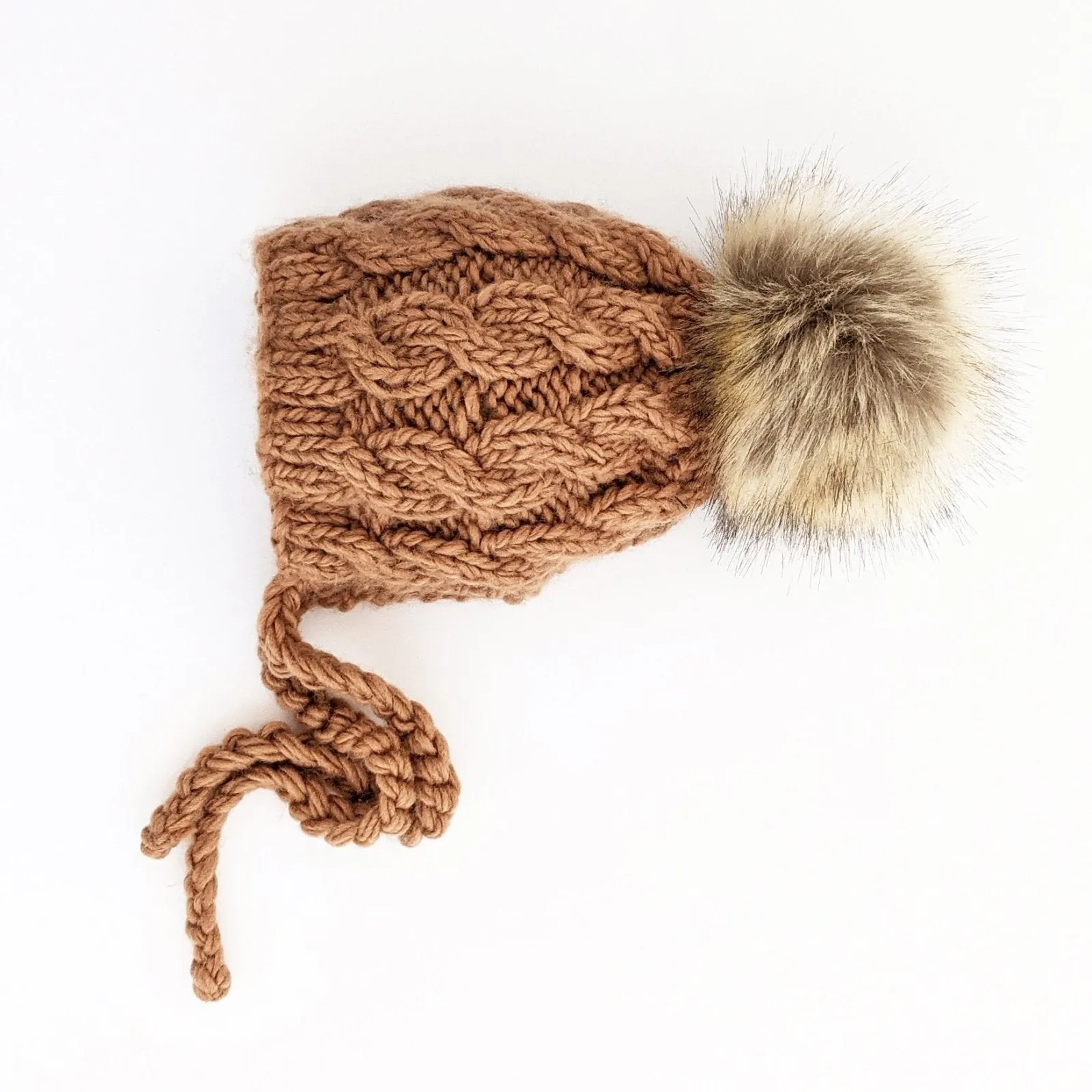 Aspen Pecan Cable Knit Bonnet for Babies, Toddlers & Kids