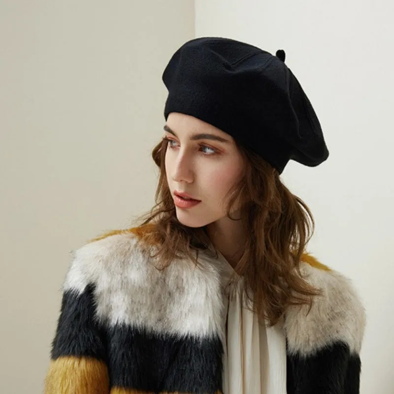 Autumn and Winter Textured Knitted Beret Hats