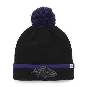 Baltimore Ravens 47 Brand Black Purple Baraka Knit Cuff Poofball Beanie Hat Cap