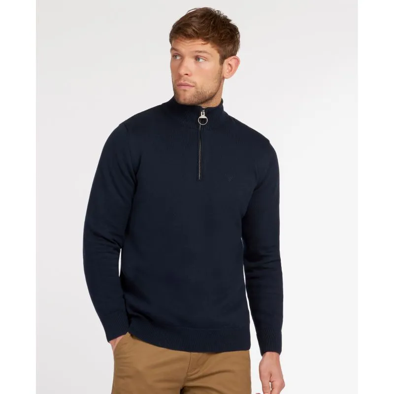 Barbour Cotton Half Zip Mens Jumper - Navy