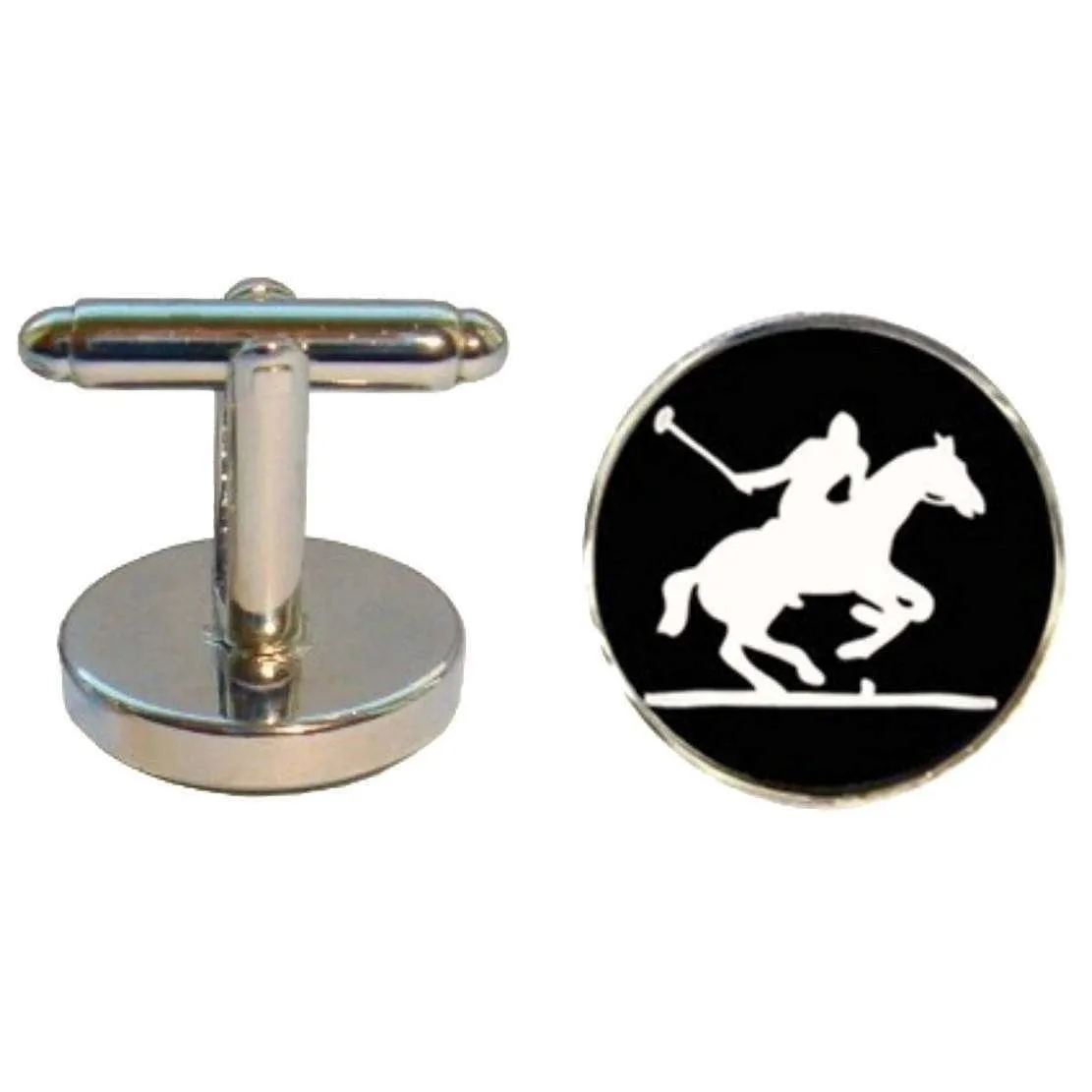 Bassin and Brown Polo Player Cufflinks - Black/White