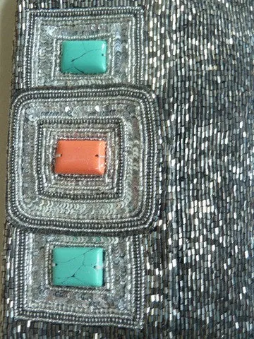 Beaded Envelope Bag with Turquoise Inlay