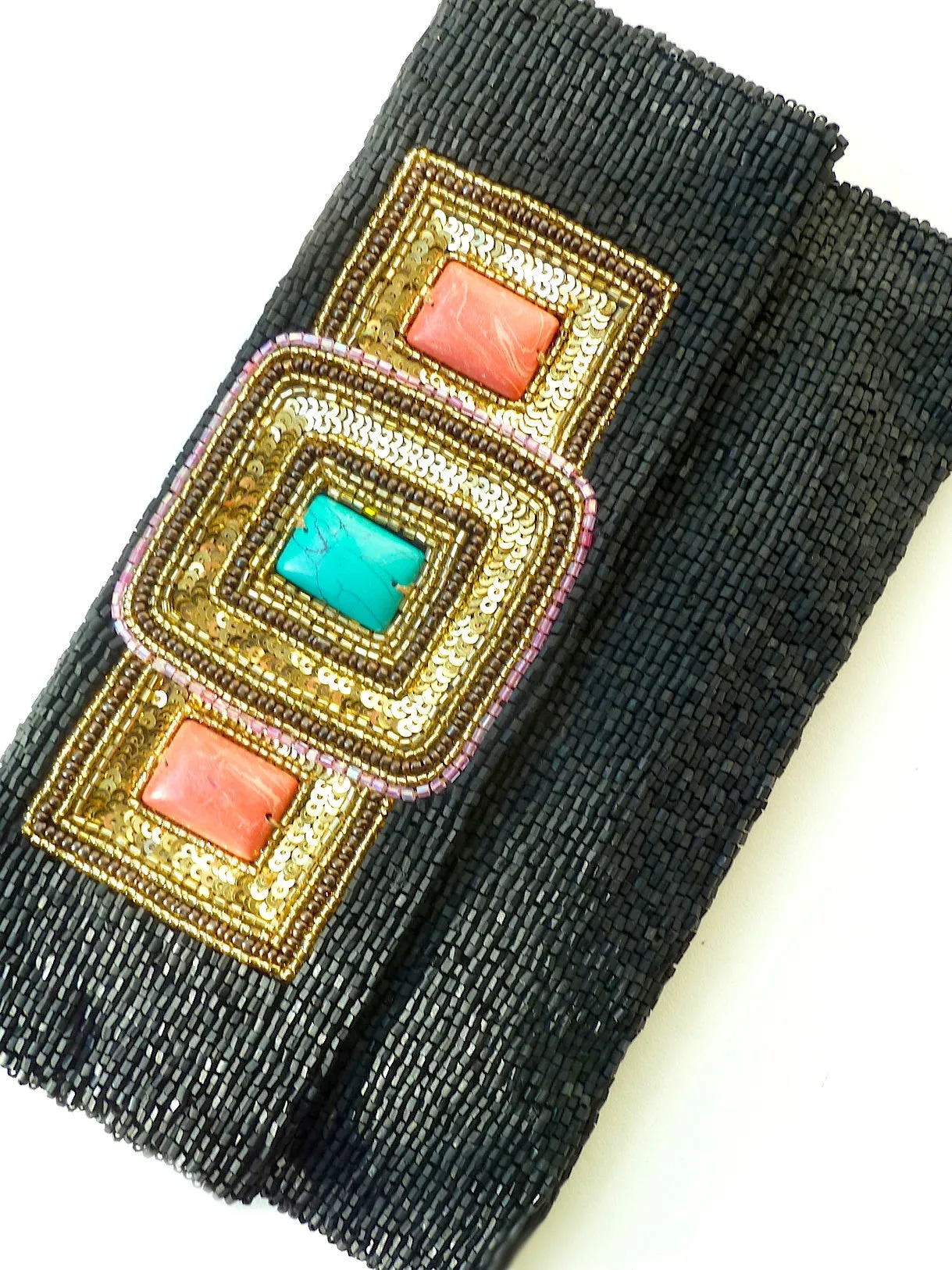 Beaded Envelope Bag with Turquoise Inlay