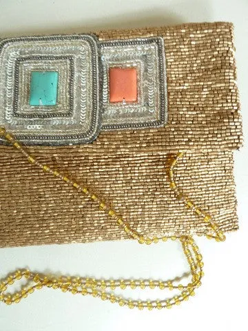 Beaded Envelope Bag with Turquoise Inlay