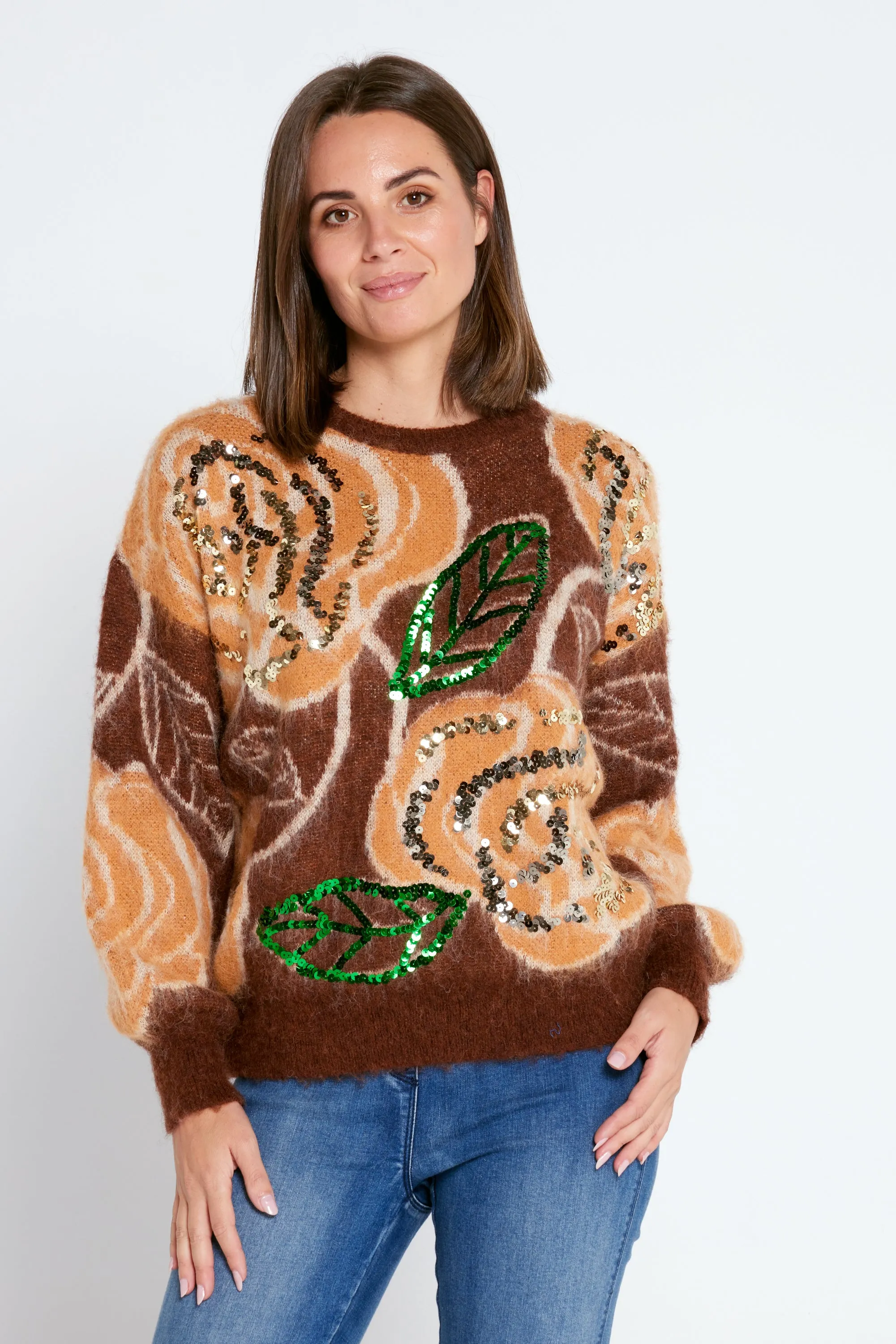 Bessie Sequin Knit - Brown Print