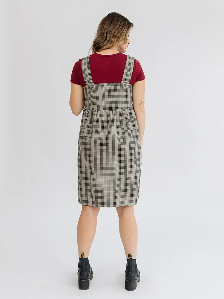 Billie Jumper Dress - Cement Plaid