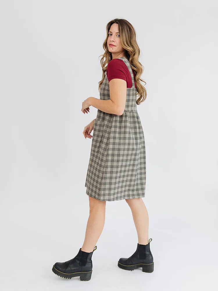 Billie Jumper Dress - Cement Plaid