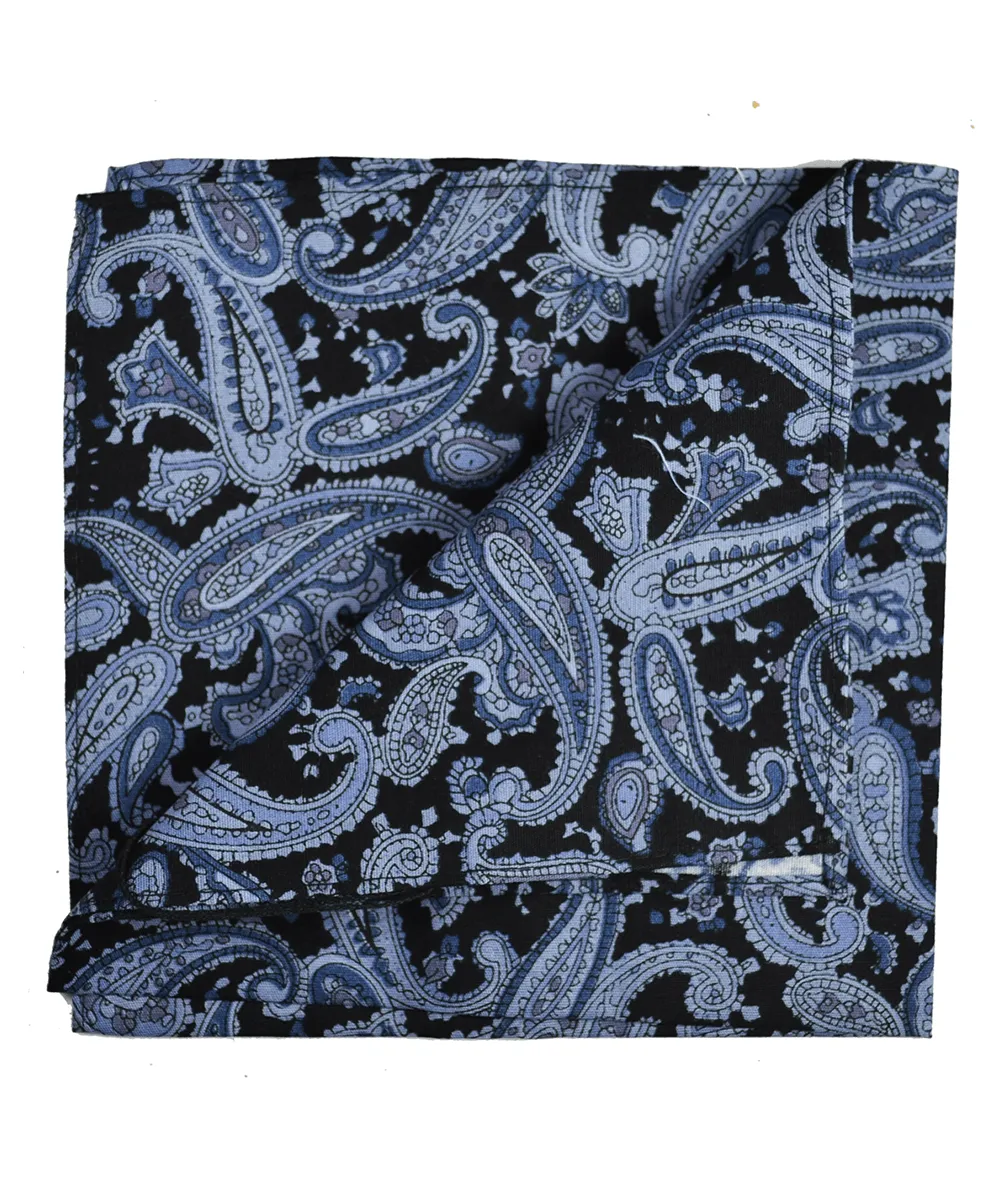 Black and Grey Paisley Cotton Necktie