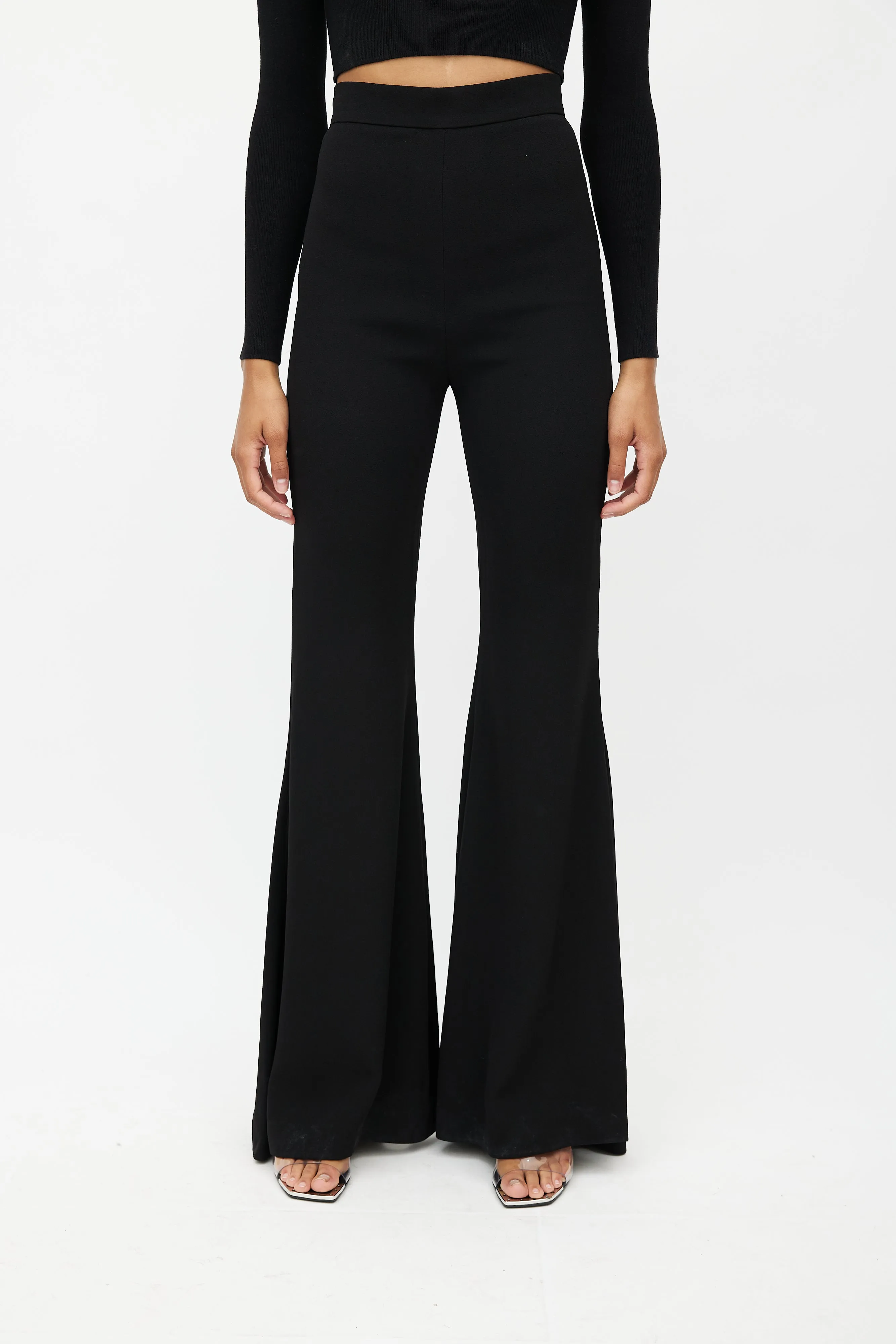 Black Flared Palazzo Trouser