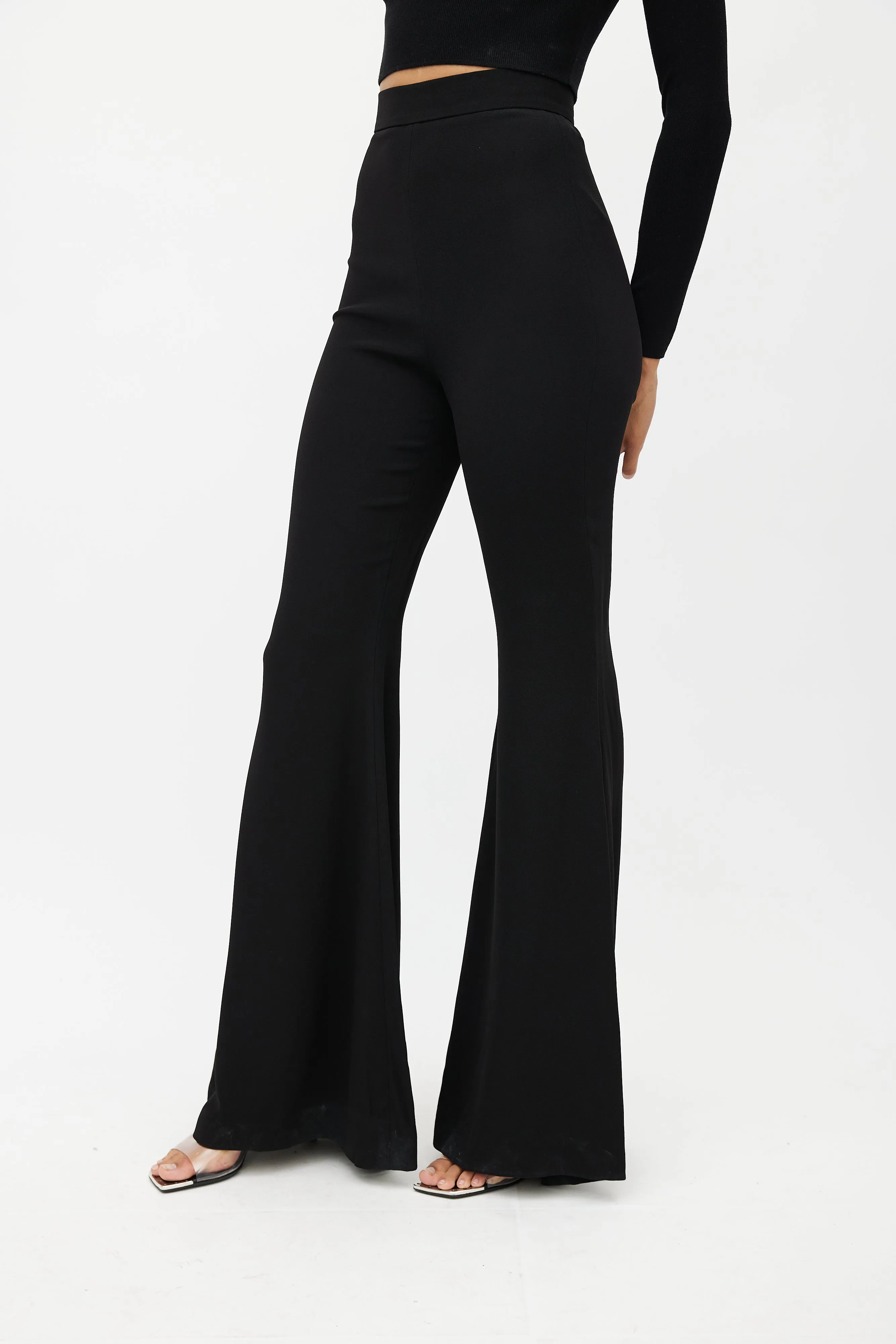 Black Flared Palazzo Trouser