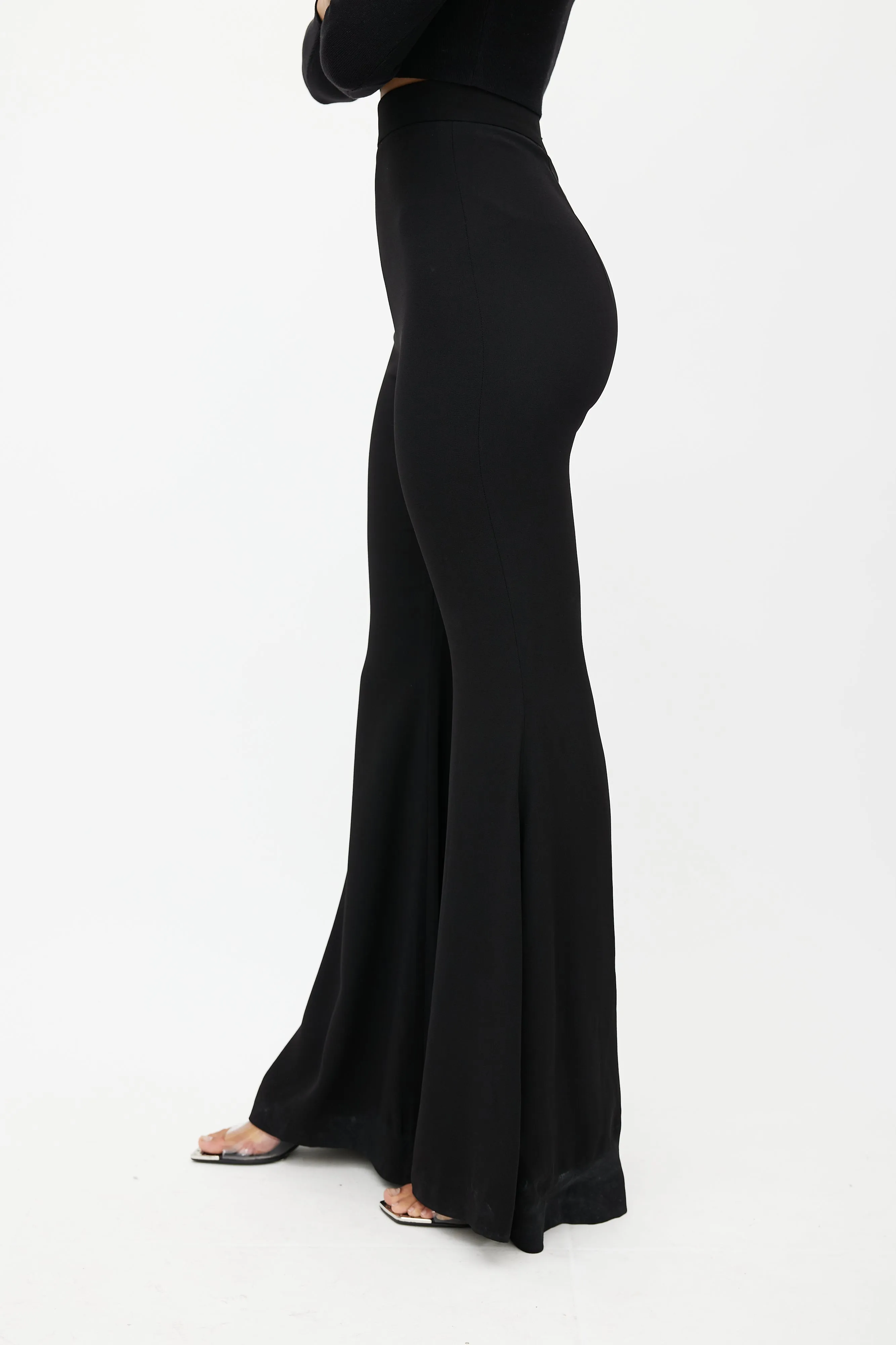 Black Flared Palazzo Trouser