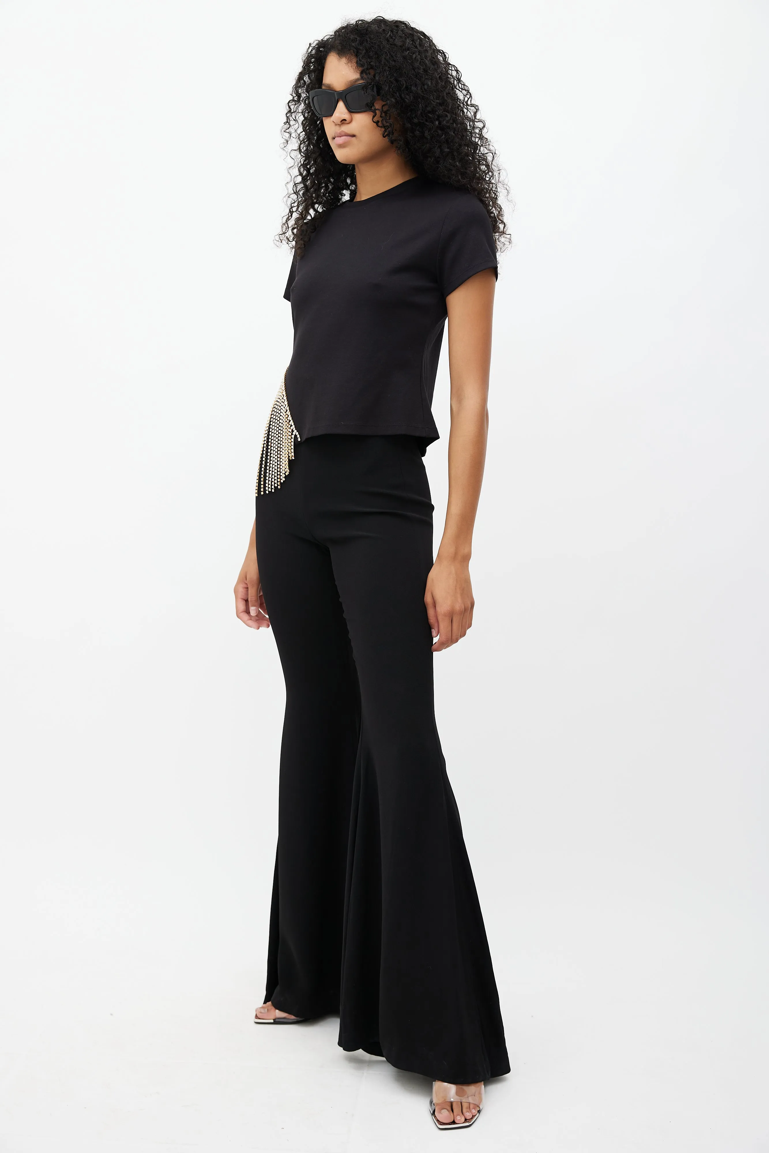 Black Flared Palazzo Trouser