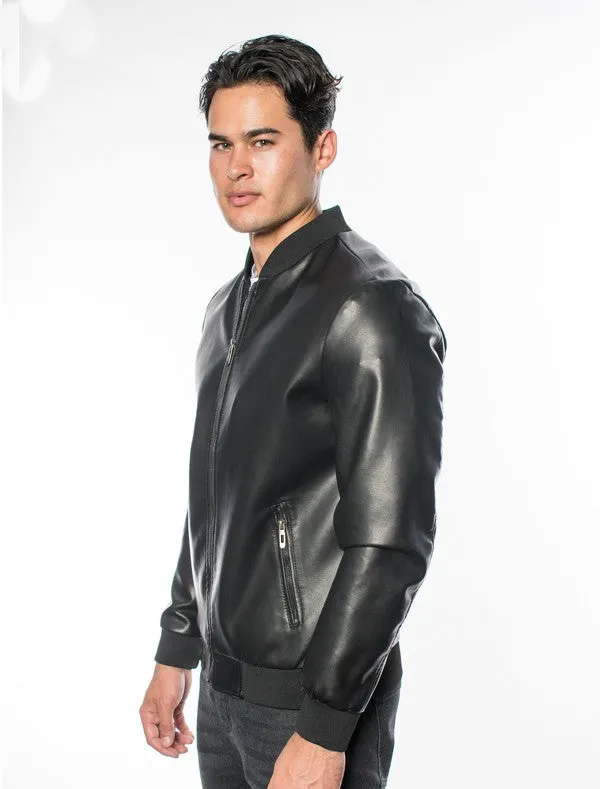 Black Men's Fancy Pleather Jacket