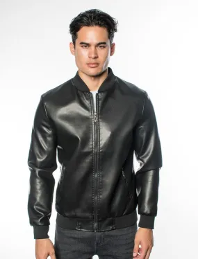 Black Men's Fancy Pleather Jacket