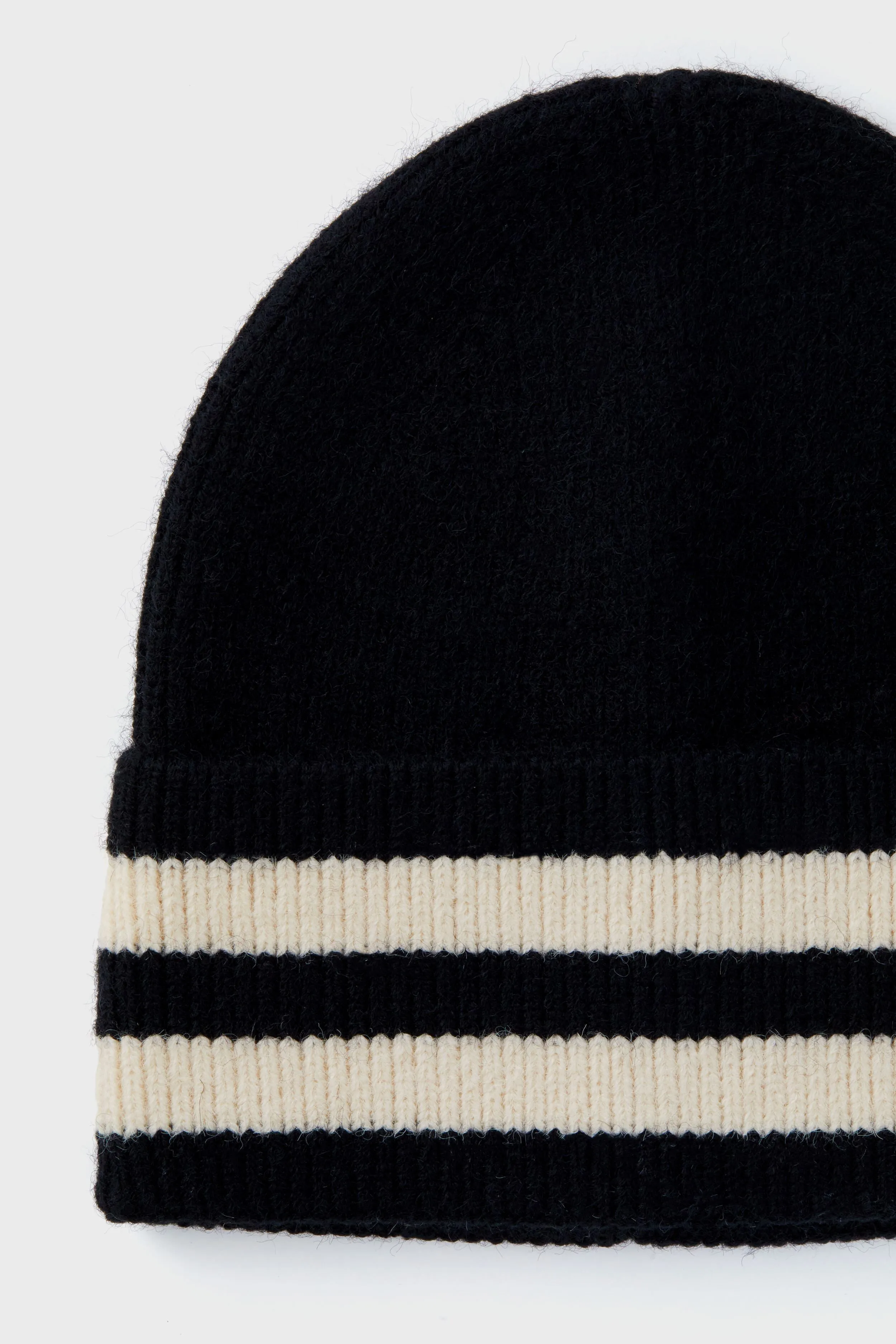 Black Solid Stripe Beanie