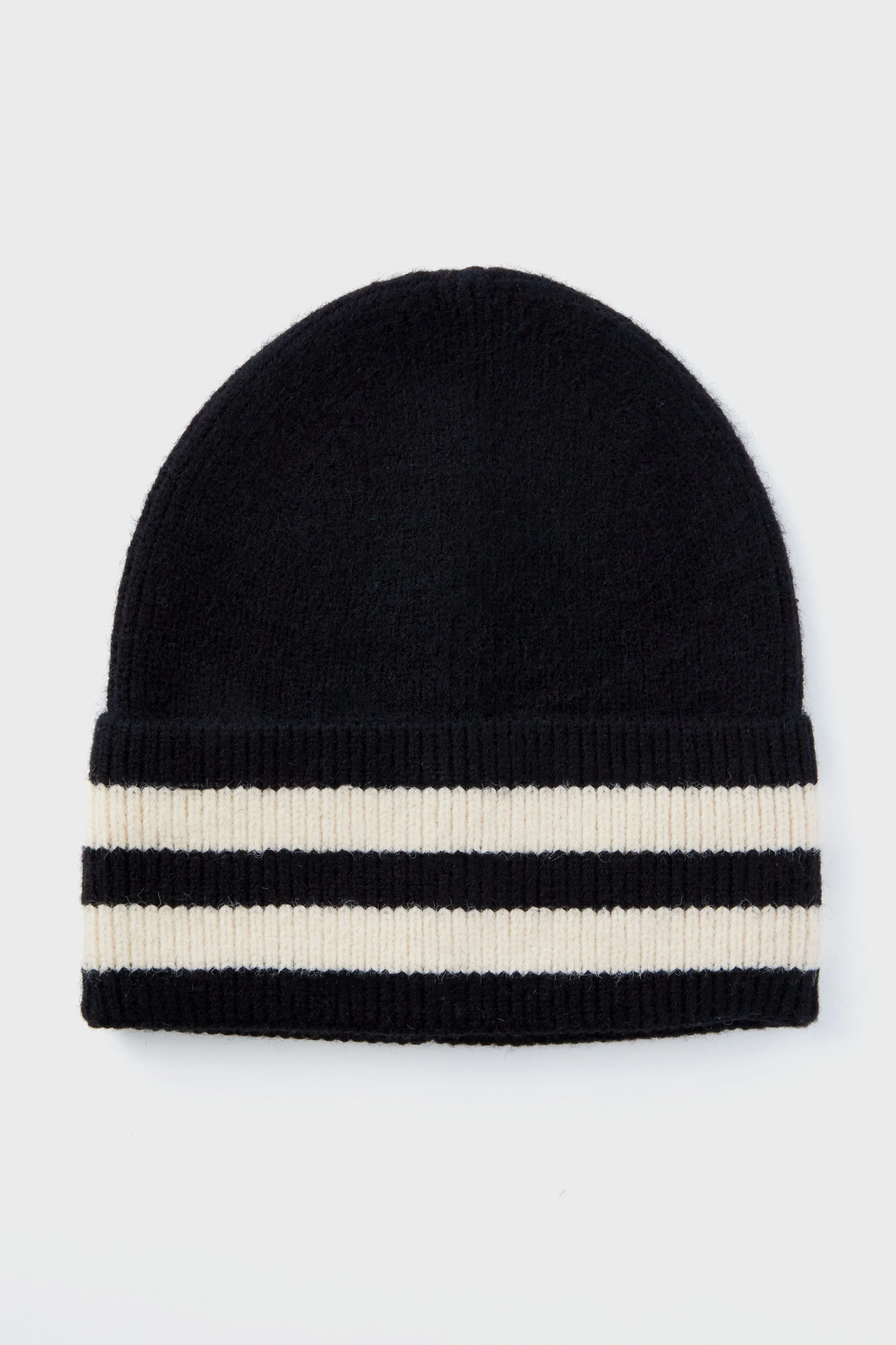 Black Solid Stripe Beanie