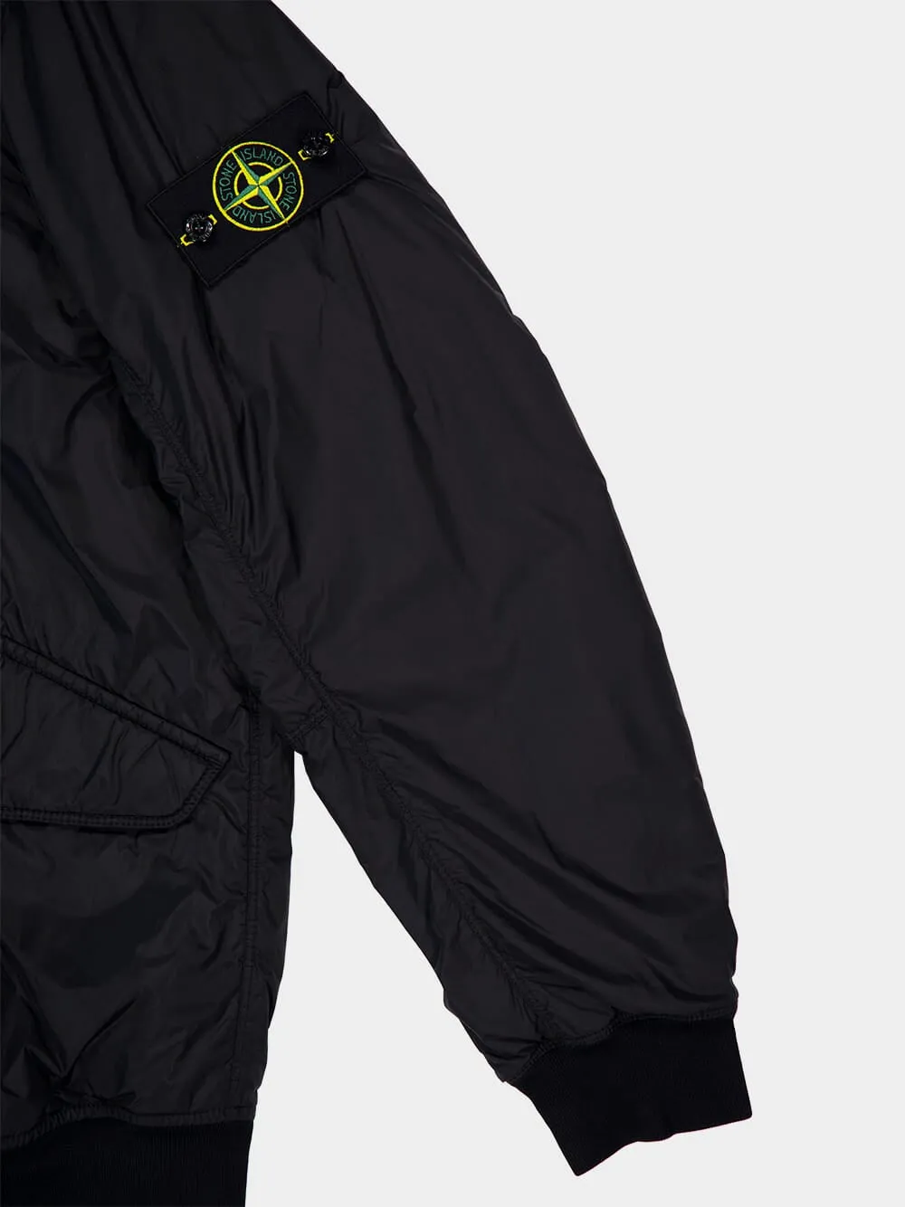 Black Wind-Resistant Bomber Jacket