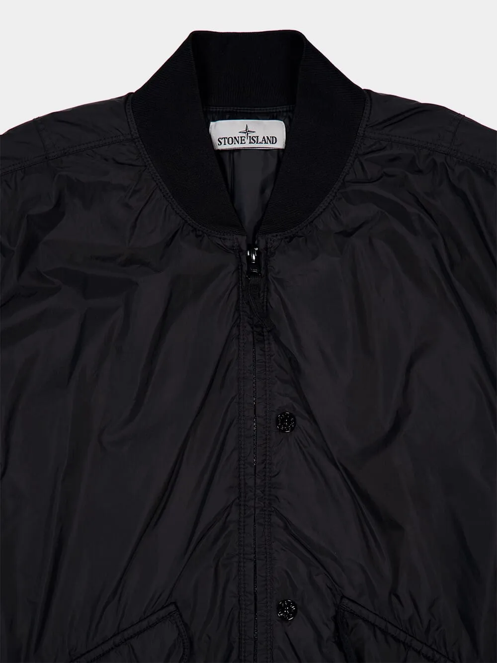 Black Wind-Resistant Bomber Jacket