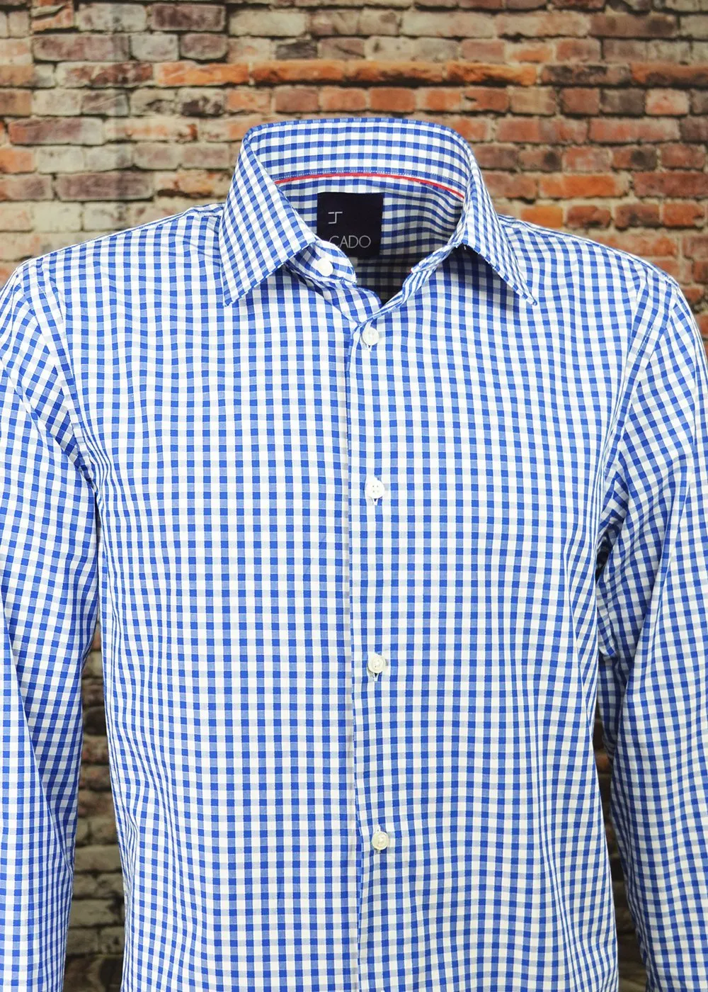 Blue Gingham Men's Dress Shirt by Cado