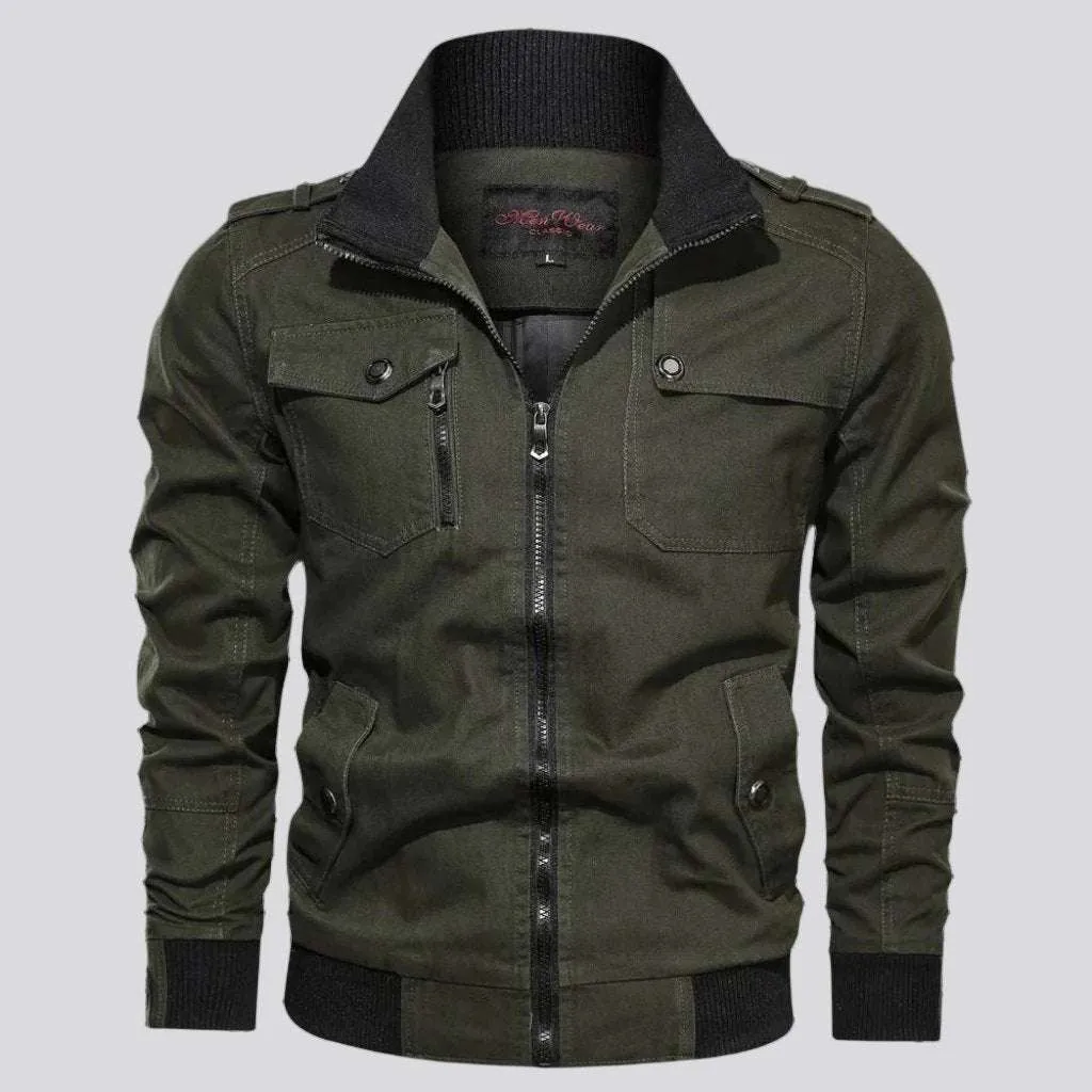 Bomber, color, slim, zipper, men jacket