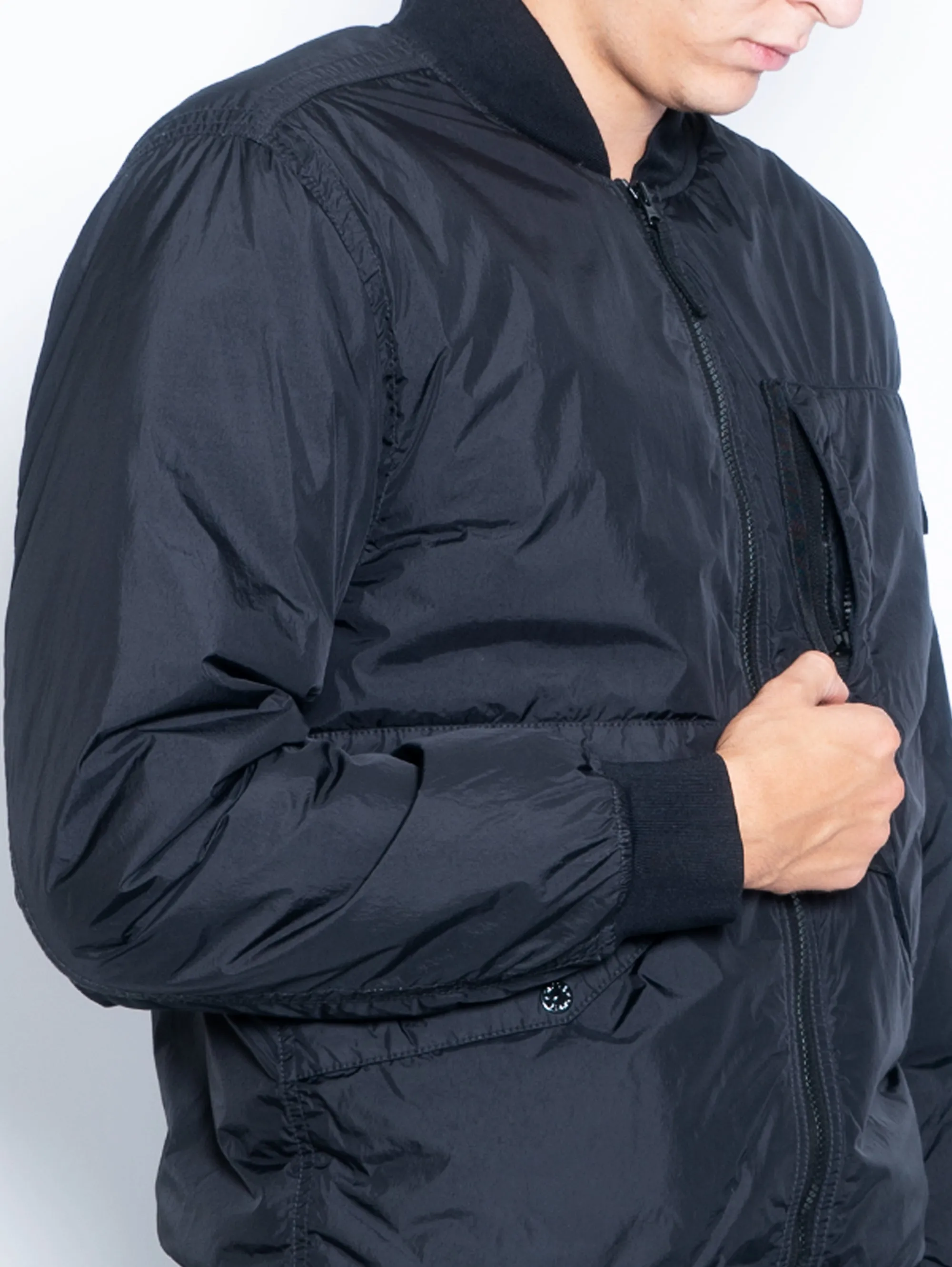 Bomber in Nylon Crinkle Reps e Primaloft Nero