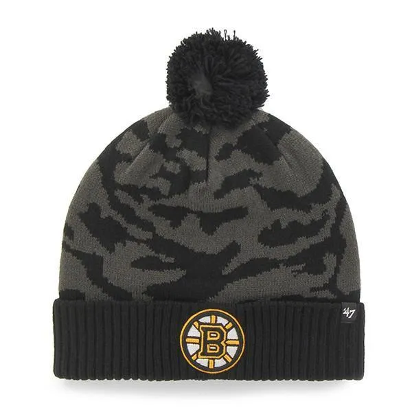 Boston Bruins 47 Brand Charcoal Black Twenty Nine Cuffed Beanie Hat Cap