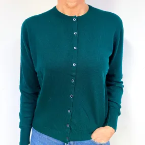 Bottle Green Cashmere Crew Neck Cardigan Medium