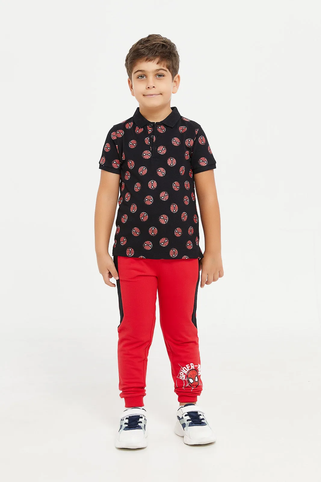 Boys Spiderman All Over Print Polo Shirt