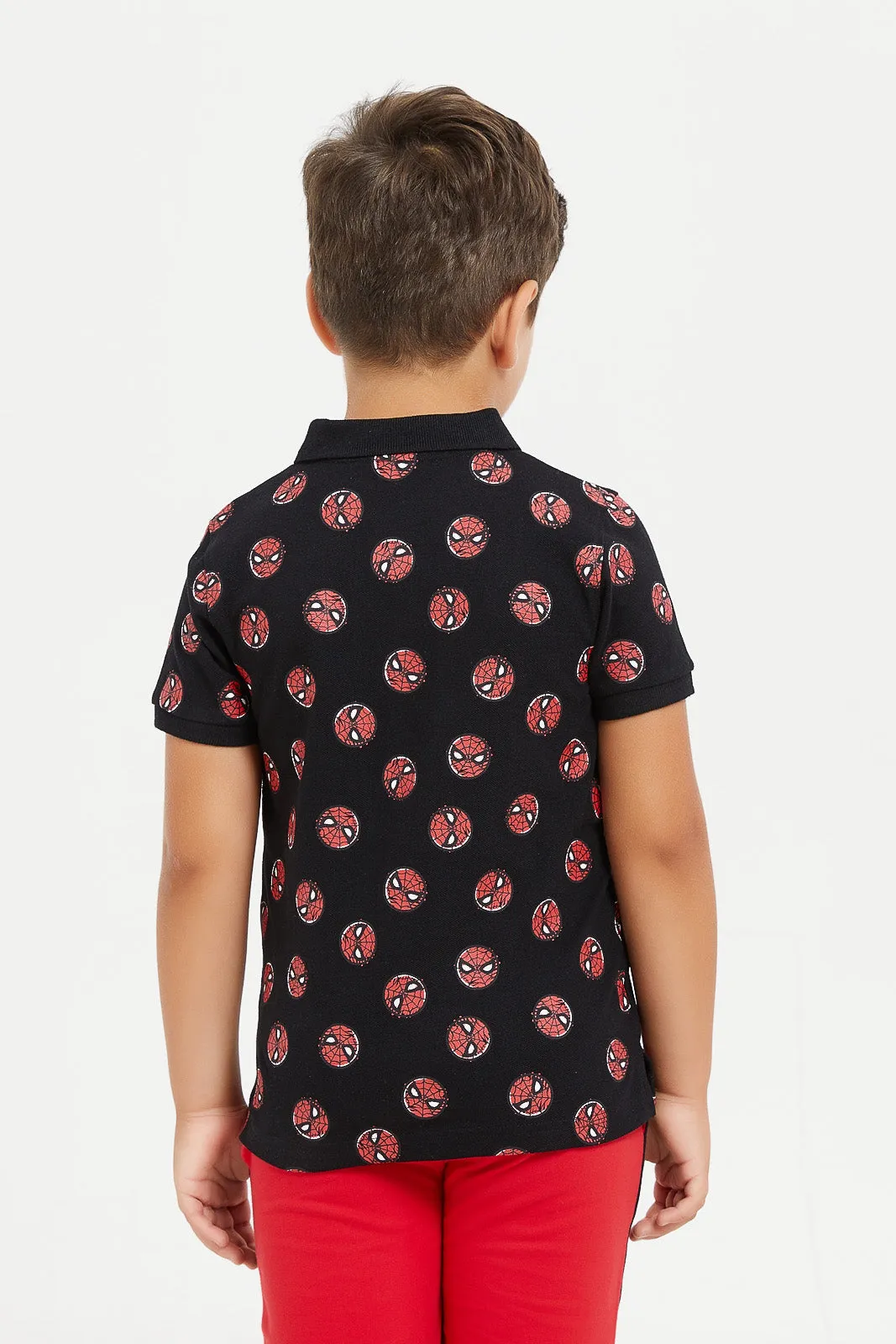 Boys Spiderman All Over Print Polo Shirt