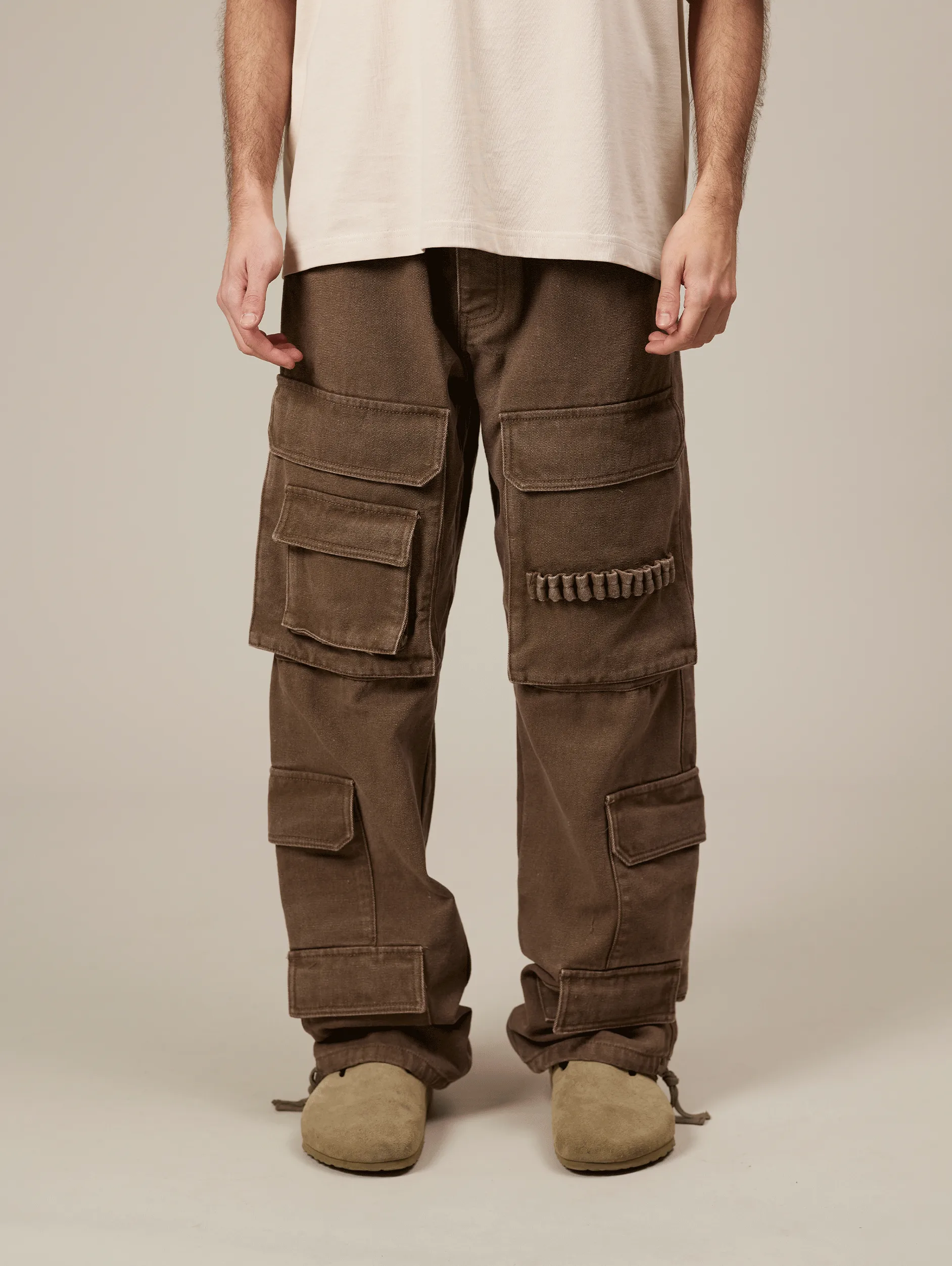 BROWN CARGO WORKER PANTS