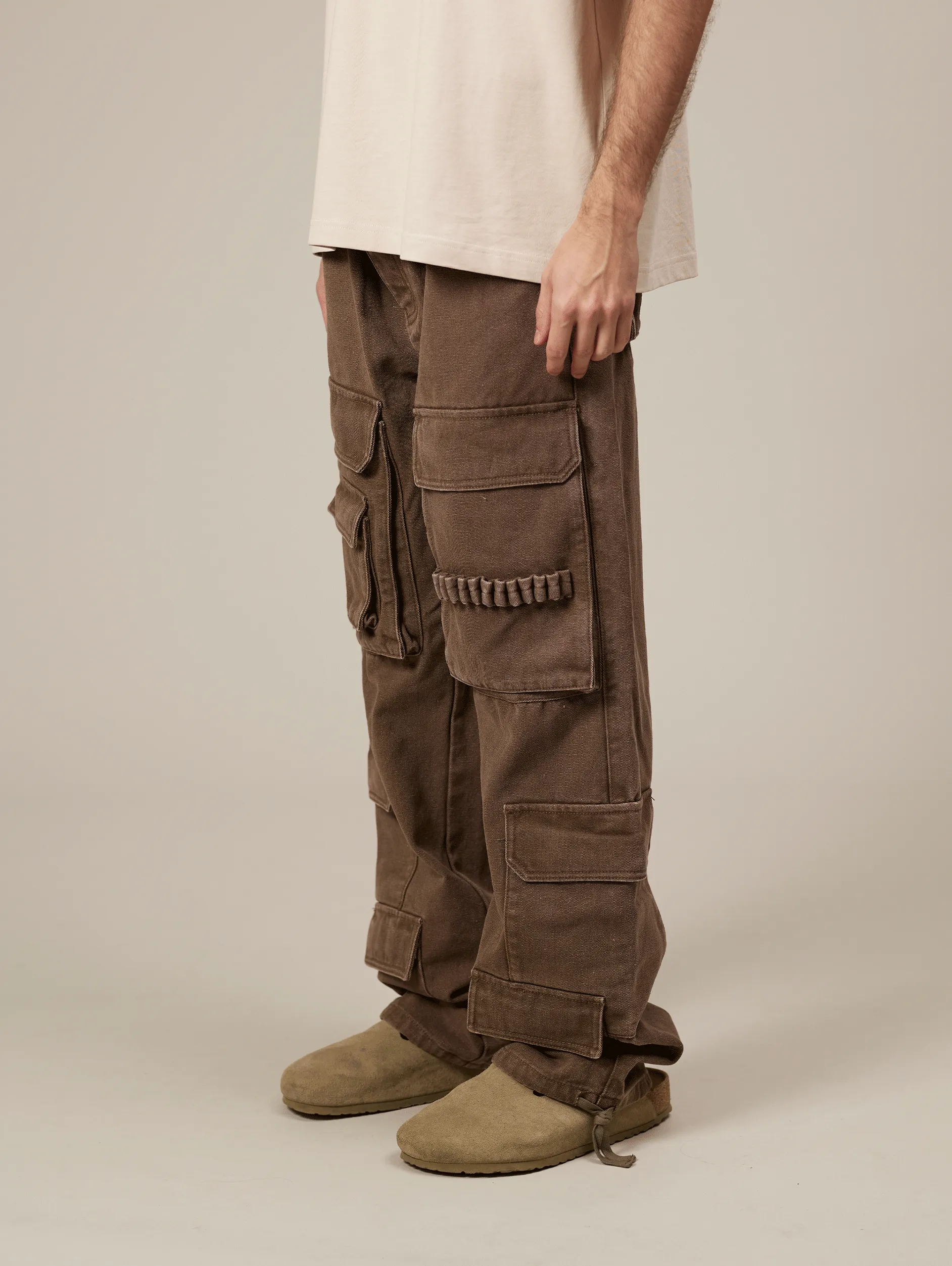 BROWN CARGO WORKER PANTS