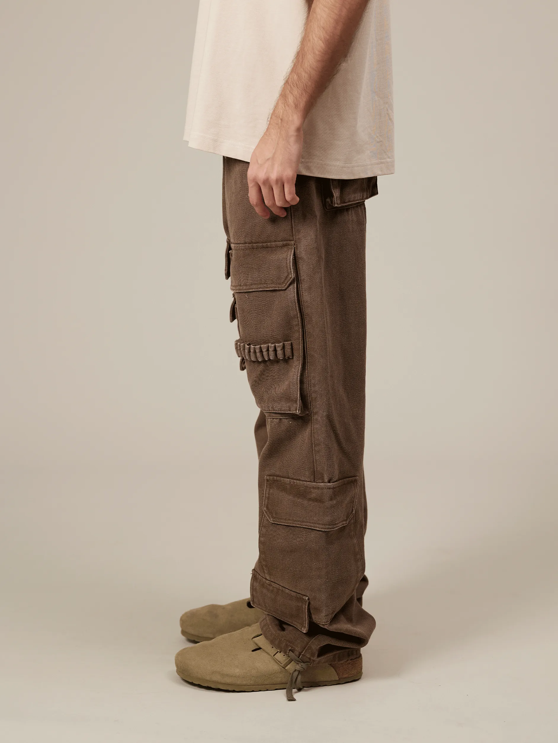 BROWN CARGO WORKER PANTS