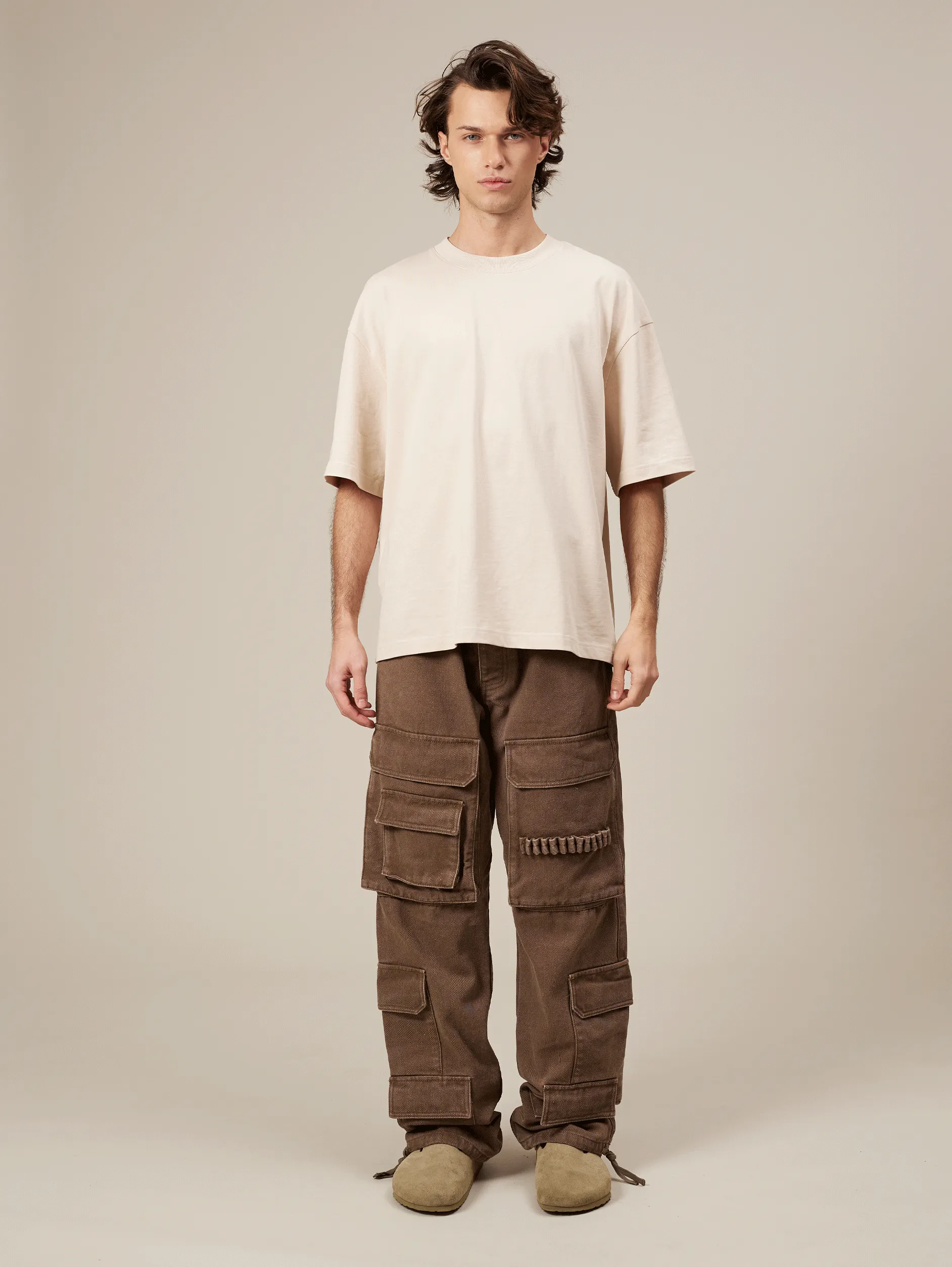 BROWN CARGO WORKER PANTS