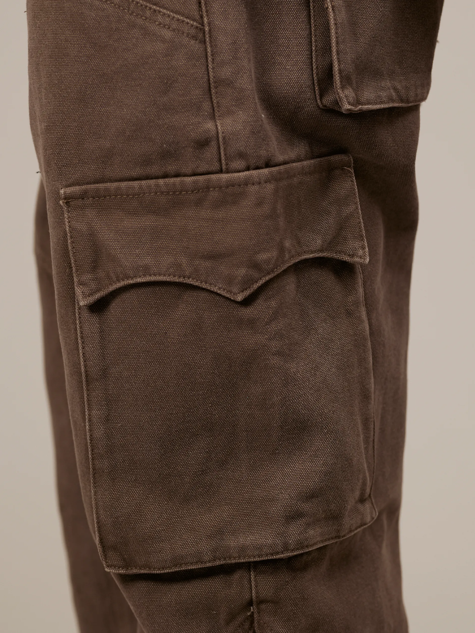 BROWN WASHED DECONSTRUCTED CARGO PANTS