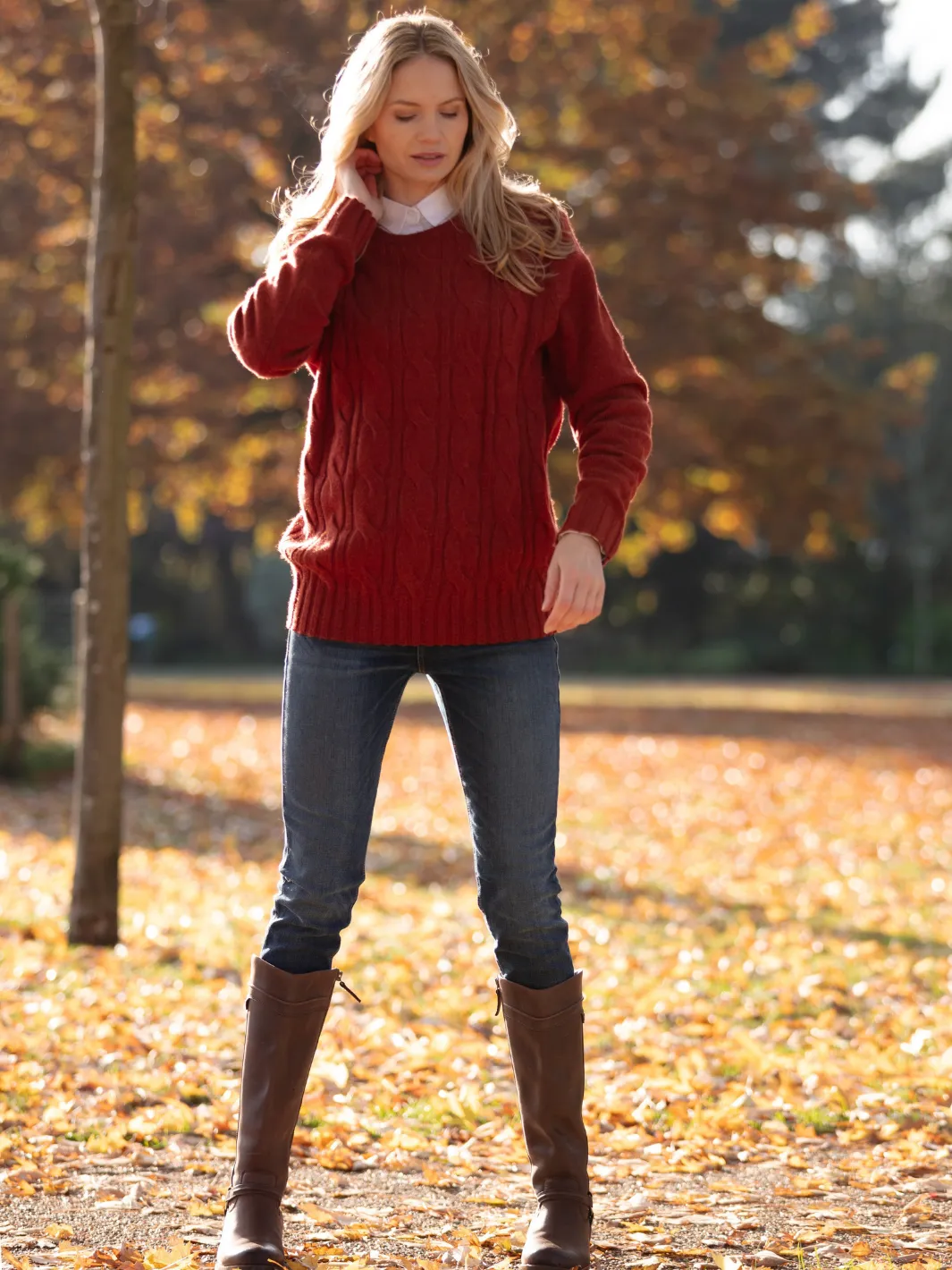 Cable Knit Jumper - Rust