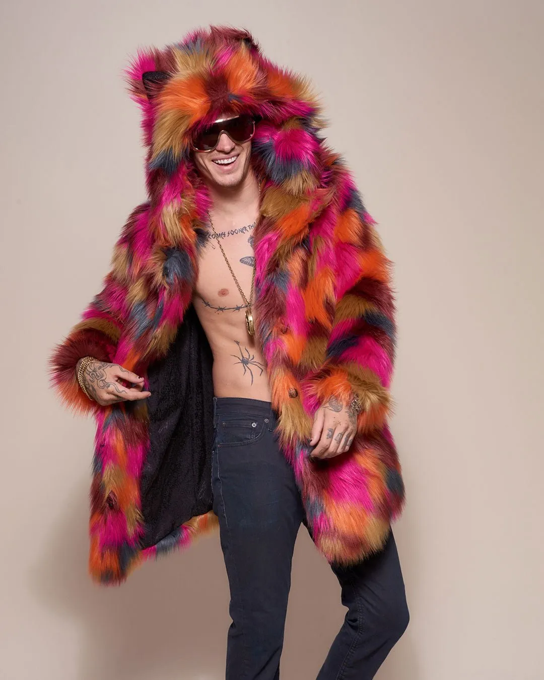 Calico Leopard Classic Faux Fur Coat | Men's