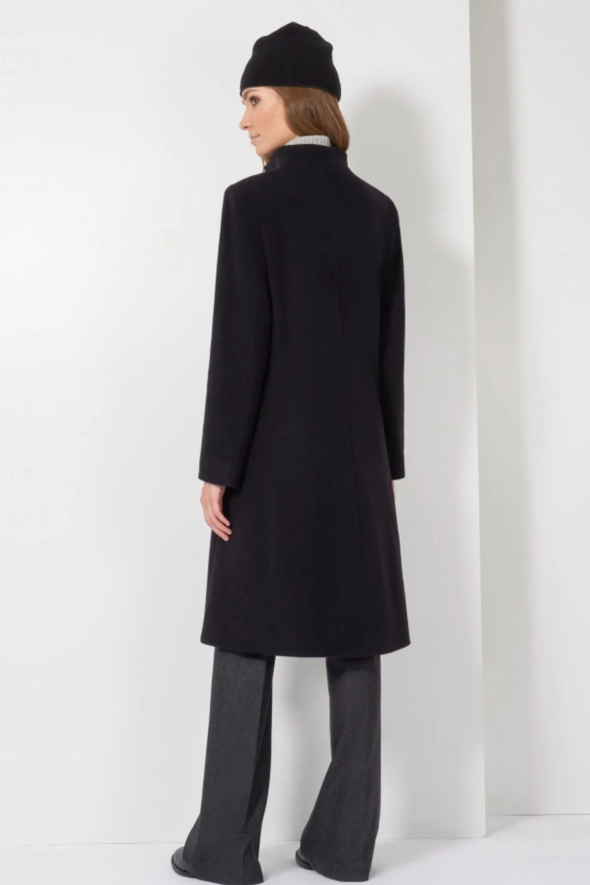 Cashmere & Wool Coat with High Stand Up Collar 30001