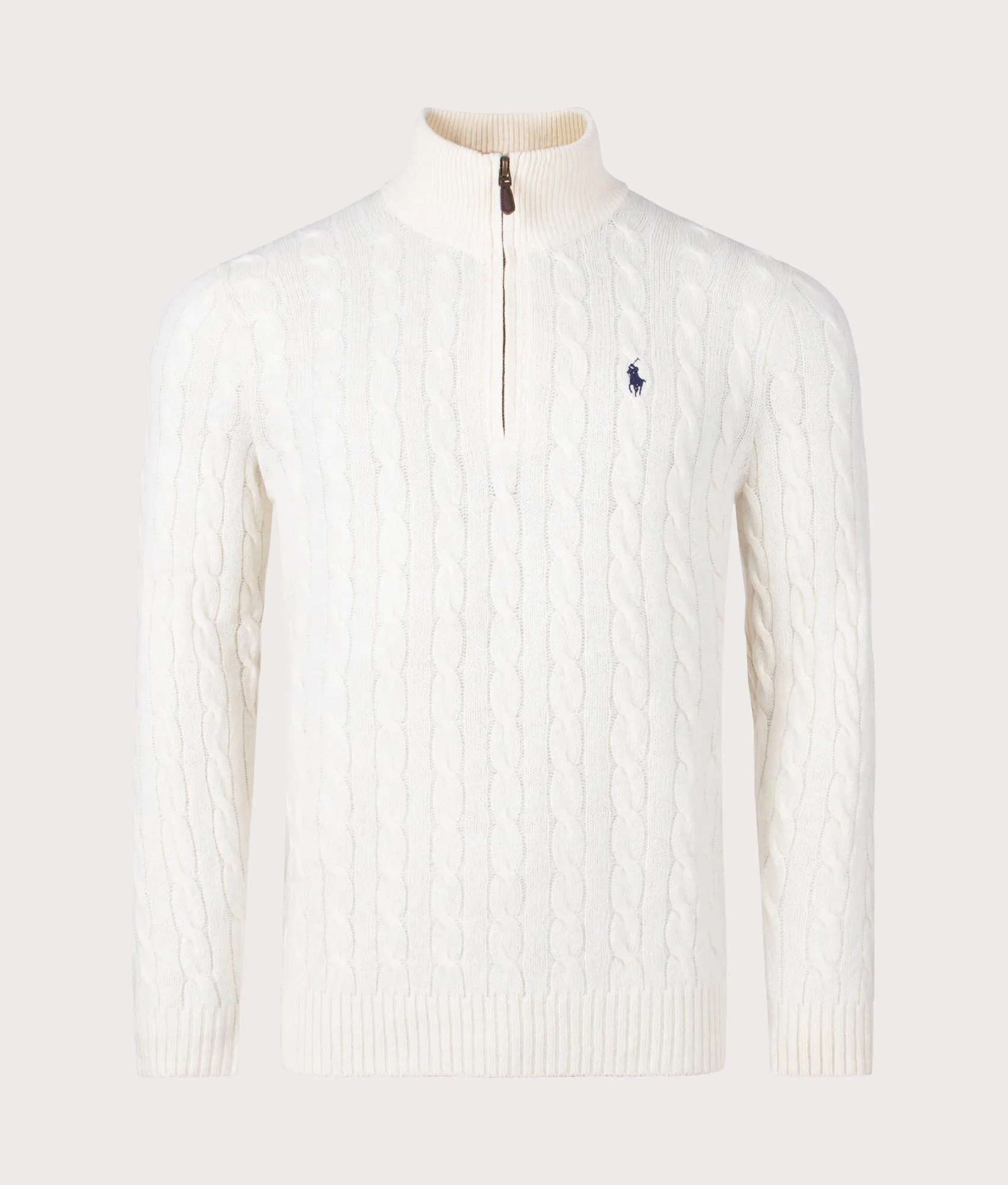 Cashmere Blend Quarter Zip Cable Knit Jumper