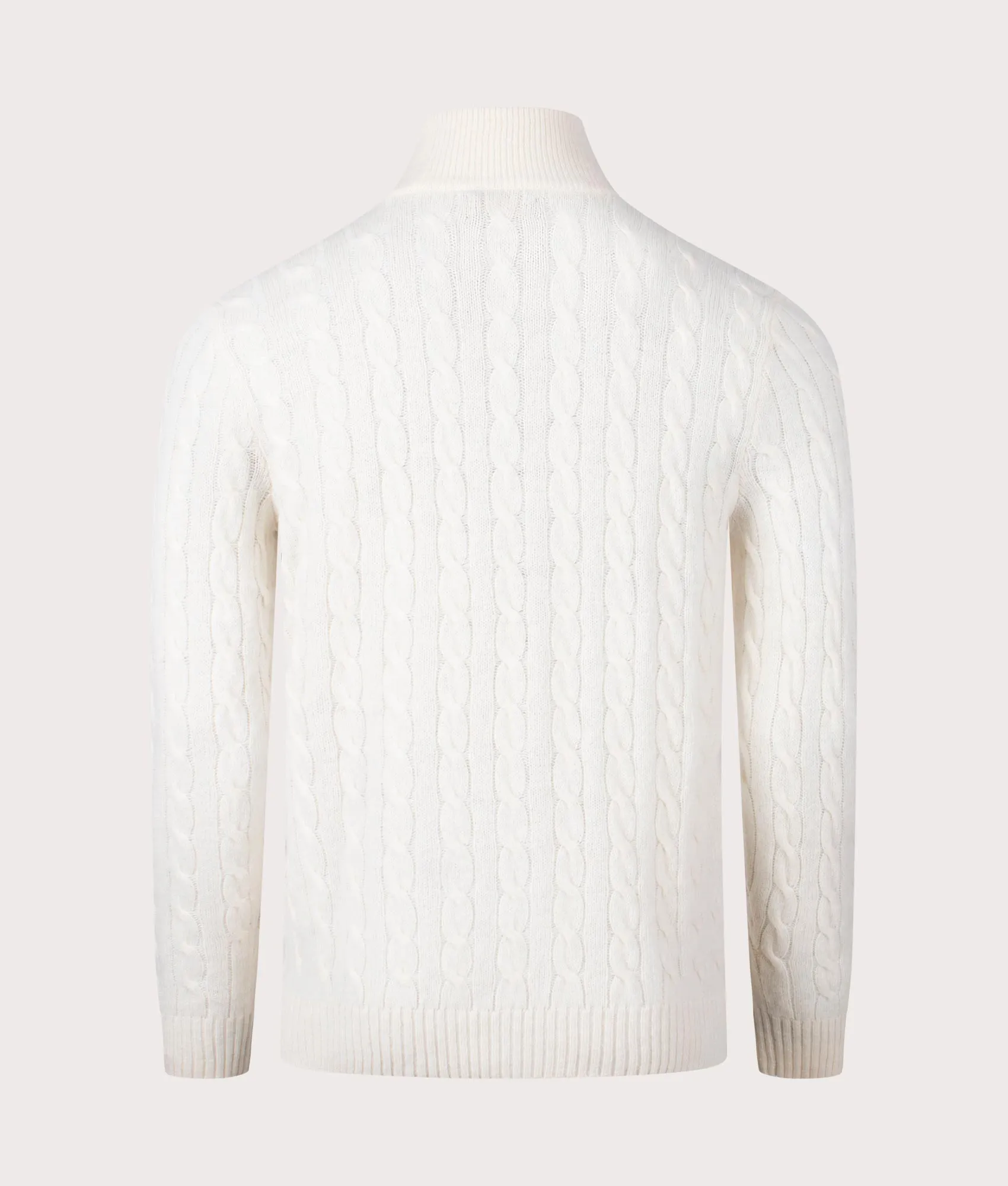 Cashmere Blend Quarter Zip Cable Knit Jumper