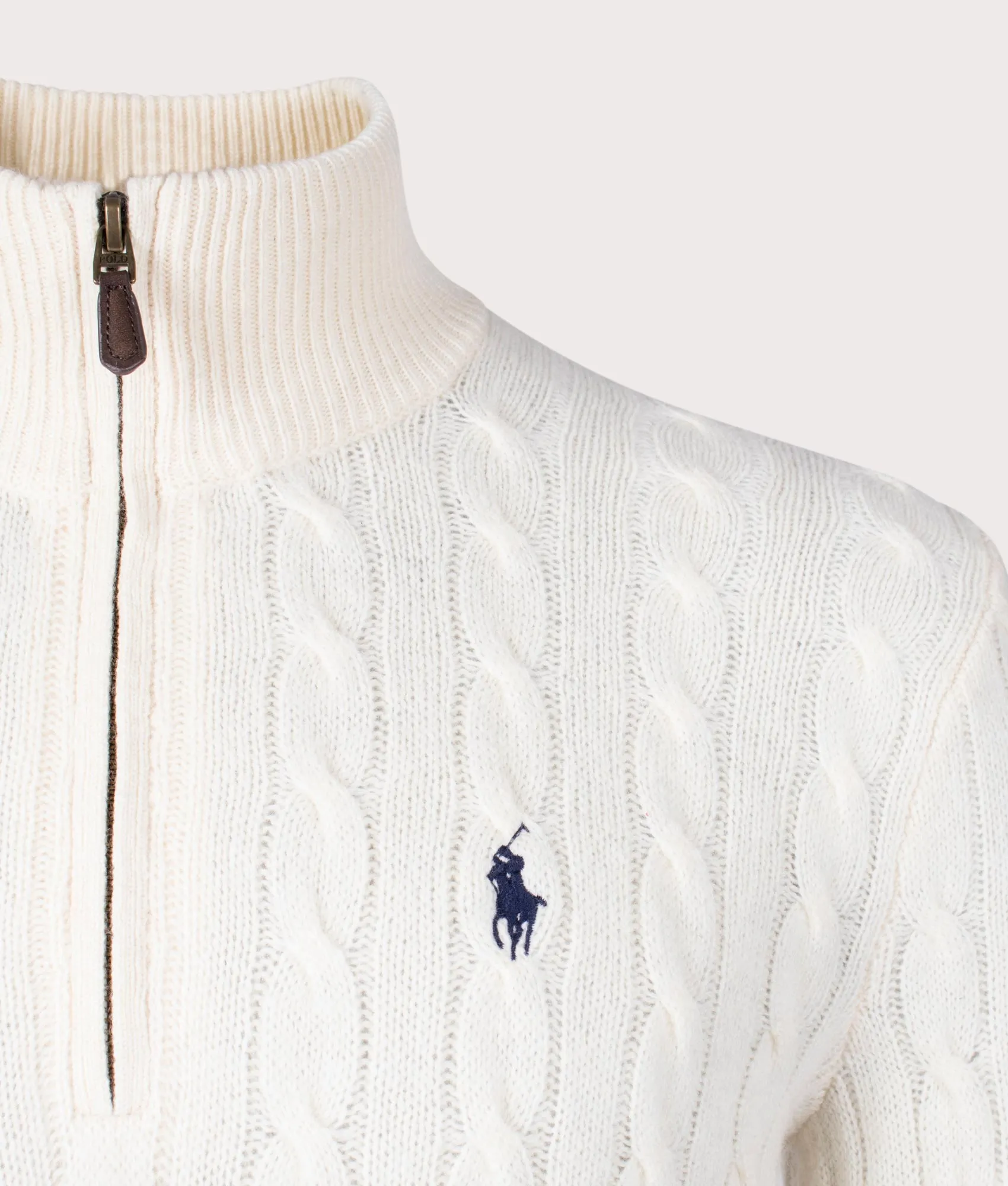 Cashmere Blend Quarter Zip Cable Knit Jumper