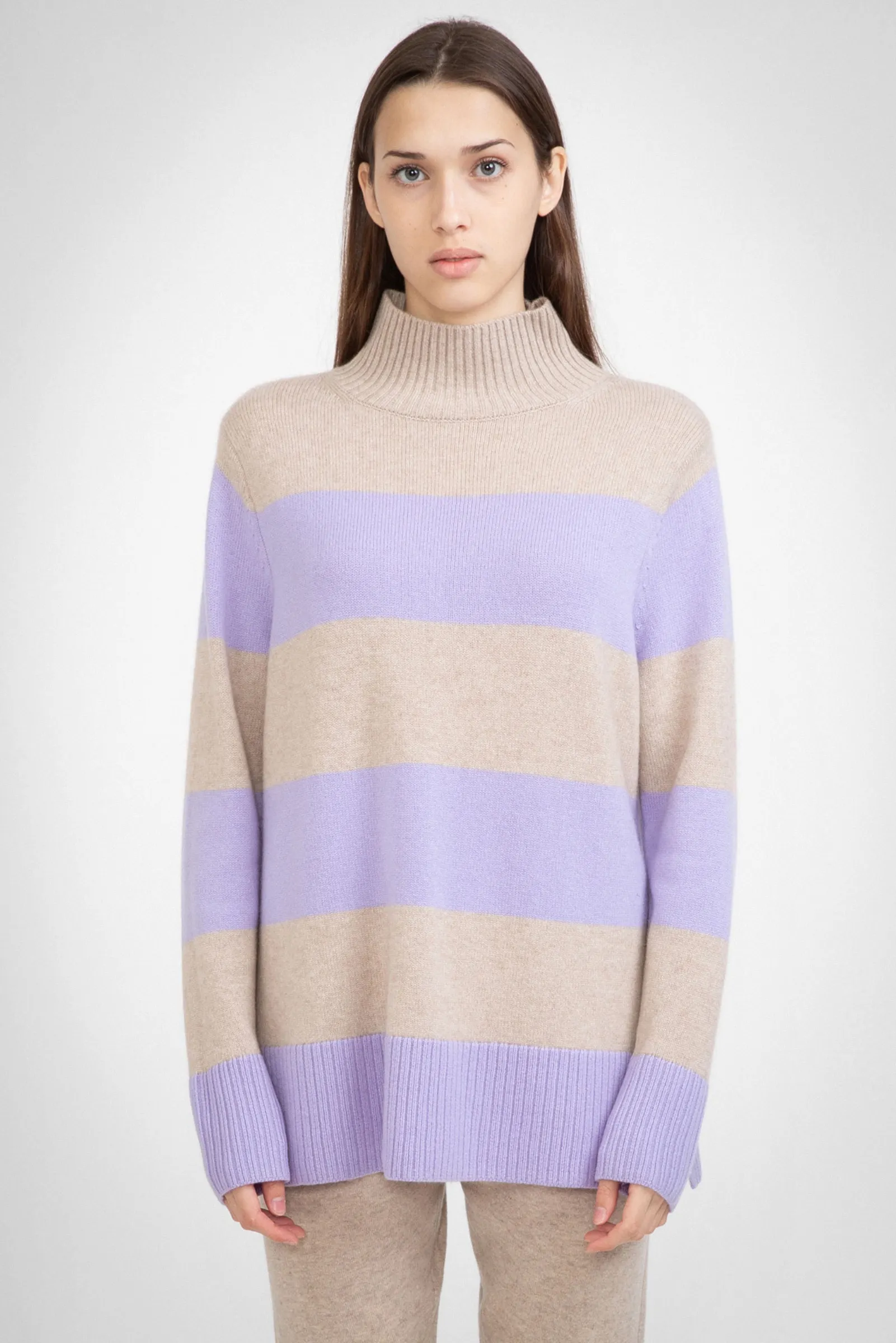 Cashmere Blend Striped Jumper N.06  - Champagne/Iris