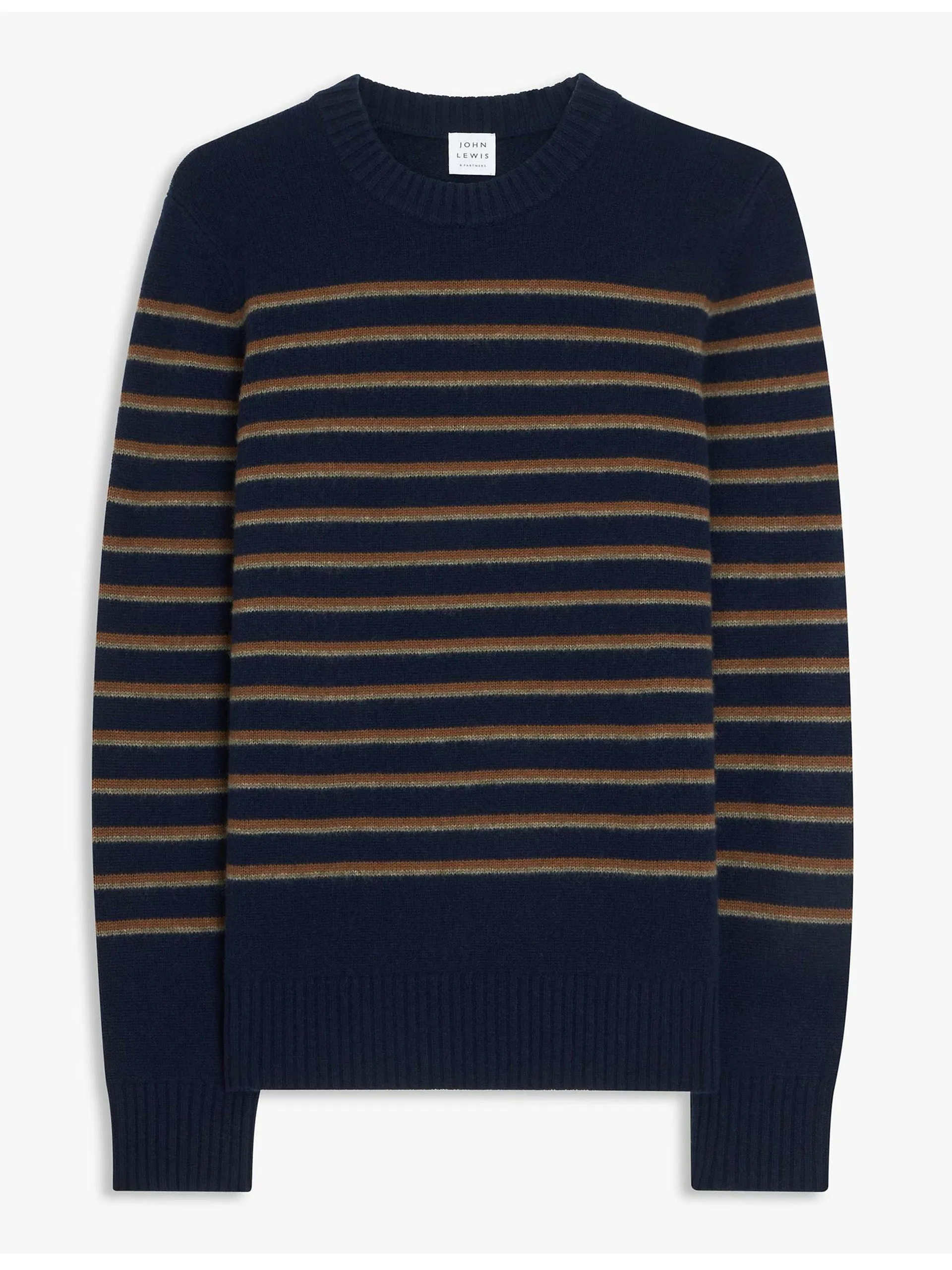 Cashmere breton striped crew neck jumper